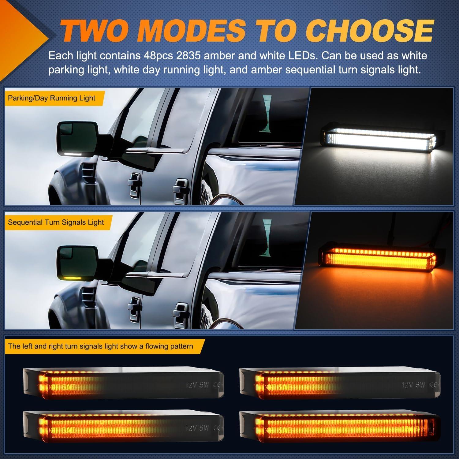 imageNilight Side Mirror Marker Light Switchback Amber Turn Signals White Day Running Lights Smoked Lens Plug and Play Compatible With 20092014 Ford F150 20102014 RaptorFord 19972007 F150Lincoln 20062008 Mark LT