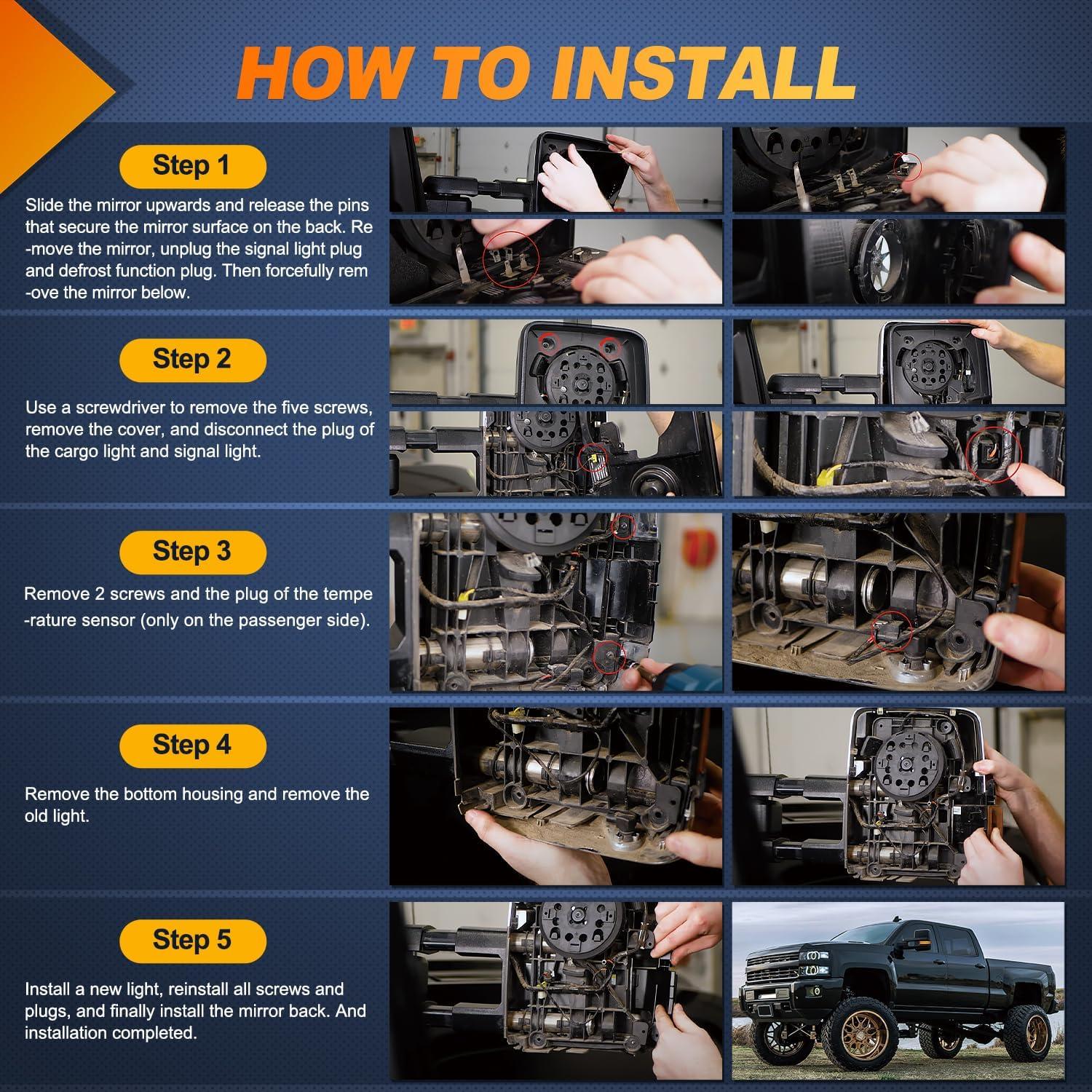 imageNilight Side Mirror Marker Light Switchback Amber Turn Signals White Day Running Lights Smoked Lens Plug and Play Compatible With 20092014 Ford F150 20102014 RaptorChevyGMC 20162019