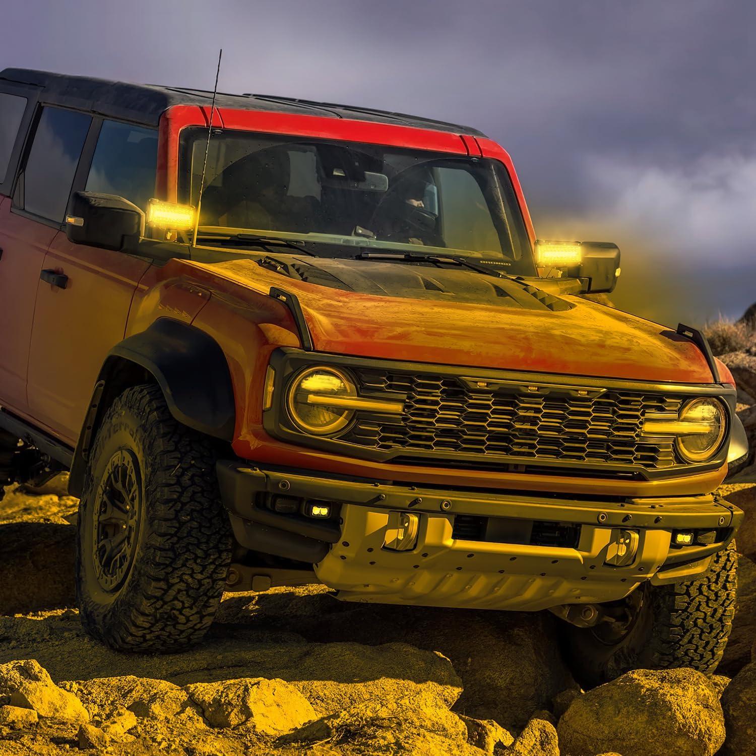 imageNilight Side Shooter LED Light Bar 2PCS 7 Inch Triple Row Spot Flood Combo Yellow Beam Pods with 5Pin Rocker Switch Wiring Harness Kit for Off Road Lighting on Truck SUV ATV UTVYellow Side Shooter Pods  Wiring