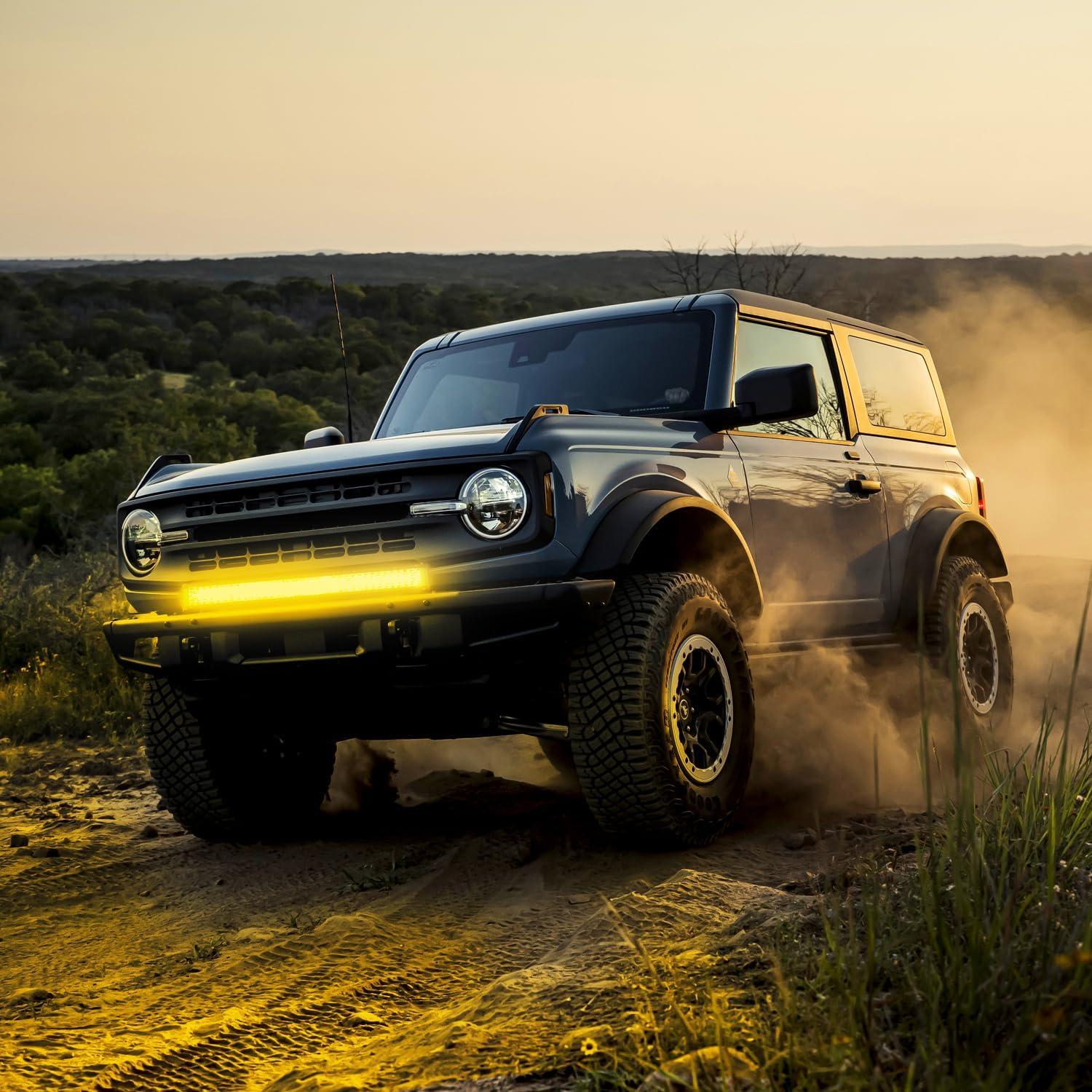 imageNilight Side Shooter LED Light Bar Set 20 Inch Triple Row Spot Flood Combo Lights 2PCS 43quot Pods with 5Pin Rocker Switch Wiring Harness Kit for Truck SUV ATV UTVYellow Side Shooter Light  Wiring Harness