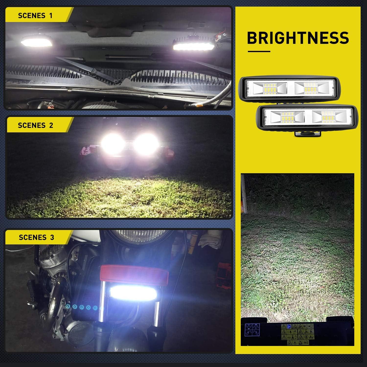 imageNilight Side Shooter LED Pods 2PCS 65 Inch 60W Flood Spot Beam Combo Light Bar Fog Driving Lights Work Lighting for Truck ATV UTV Boat2Pcs 16LEDs Lights