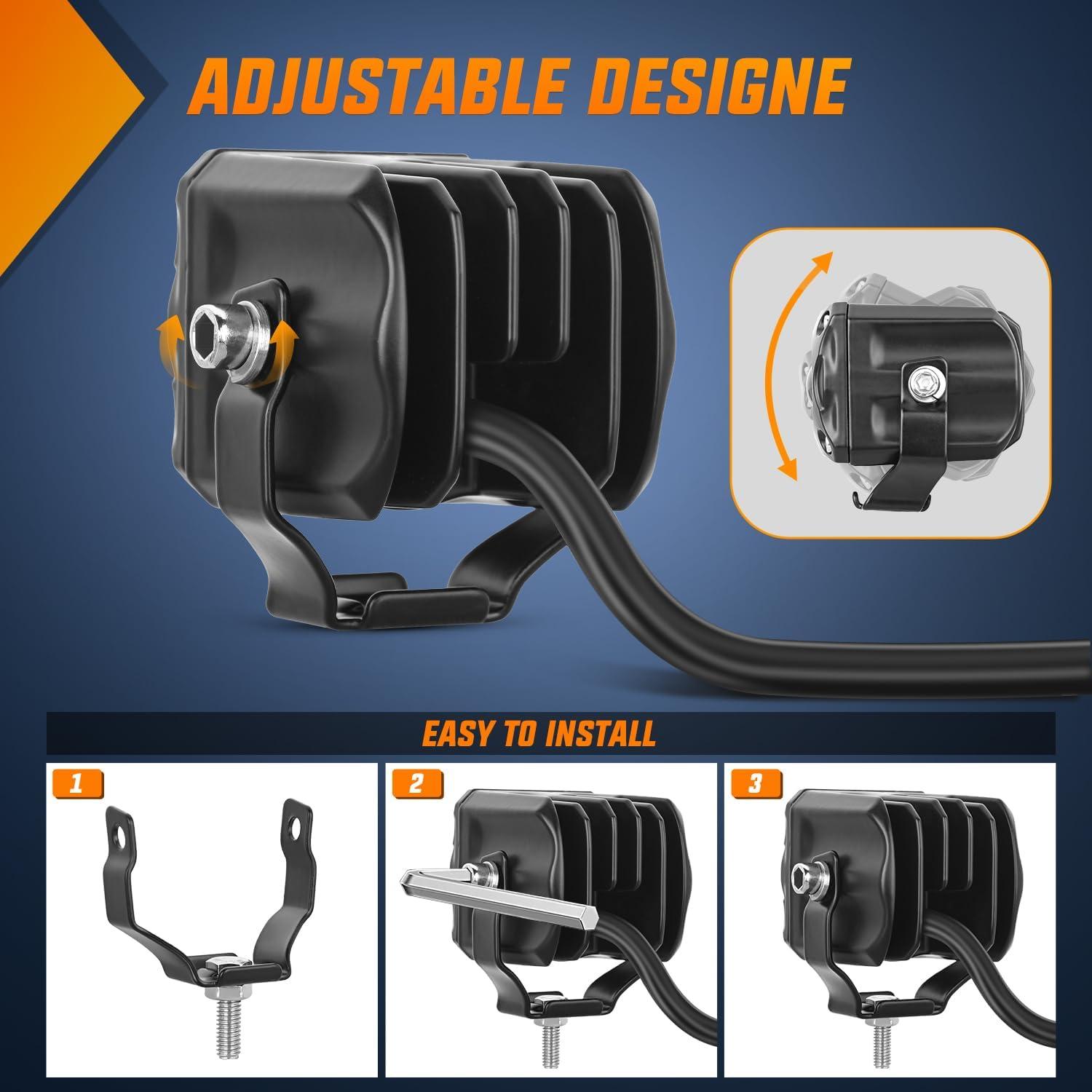 imageNilight Side Shooter LED Pods 2PCS 65 Inch 60W Flood Spot Beam Combo Light Bar LED Fog Driving Lighting Work Lamp for Truck ATV UTV Boat2Pcs 17Inch Lights WhiteAmber