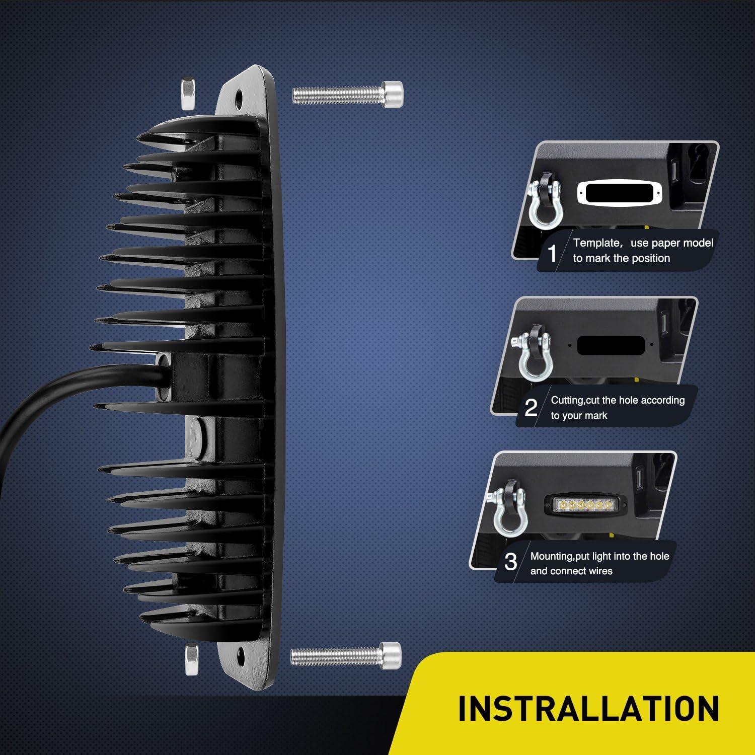 imageNilight Side Shooter LED Pods 2PCS 65 Inch 60W Flood Spot Beam Combo Light Bar LED Fog Driving Lighting Work Lamp for Truck ATV UTV Boat2Pcs 18w Flush Mount Lights