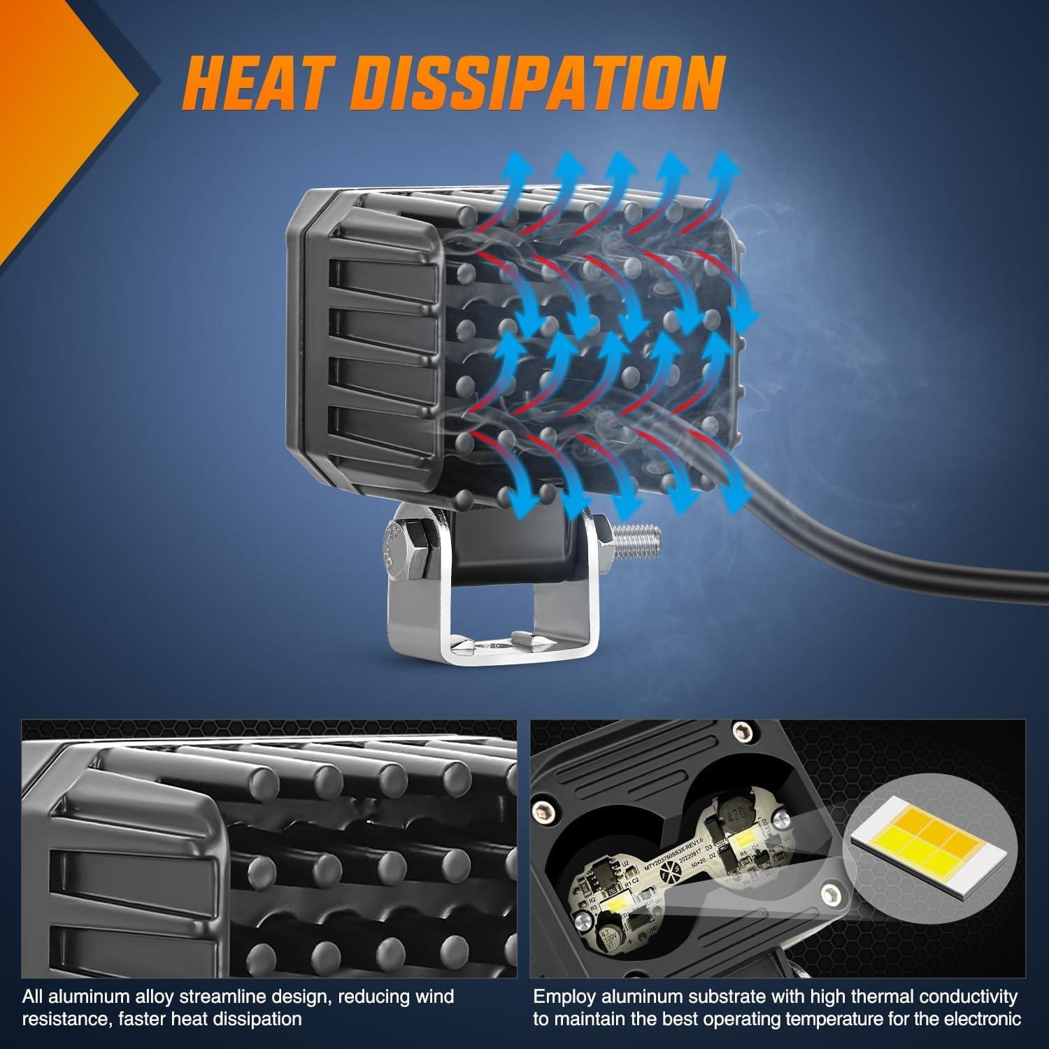 imageNilight Side Shooter LED Pods 2PCS 65 Inch 60W Flood Spot Beam Combo Light Bar LED Fog Driving Lighting Work Lamp for Truck ATV UTV Boat2Pcs 25Inch Lights WhiteAmber