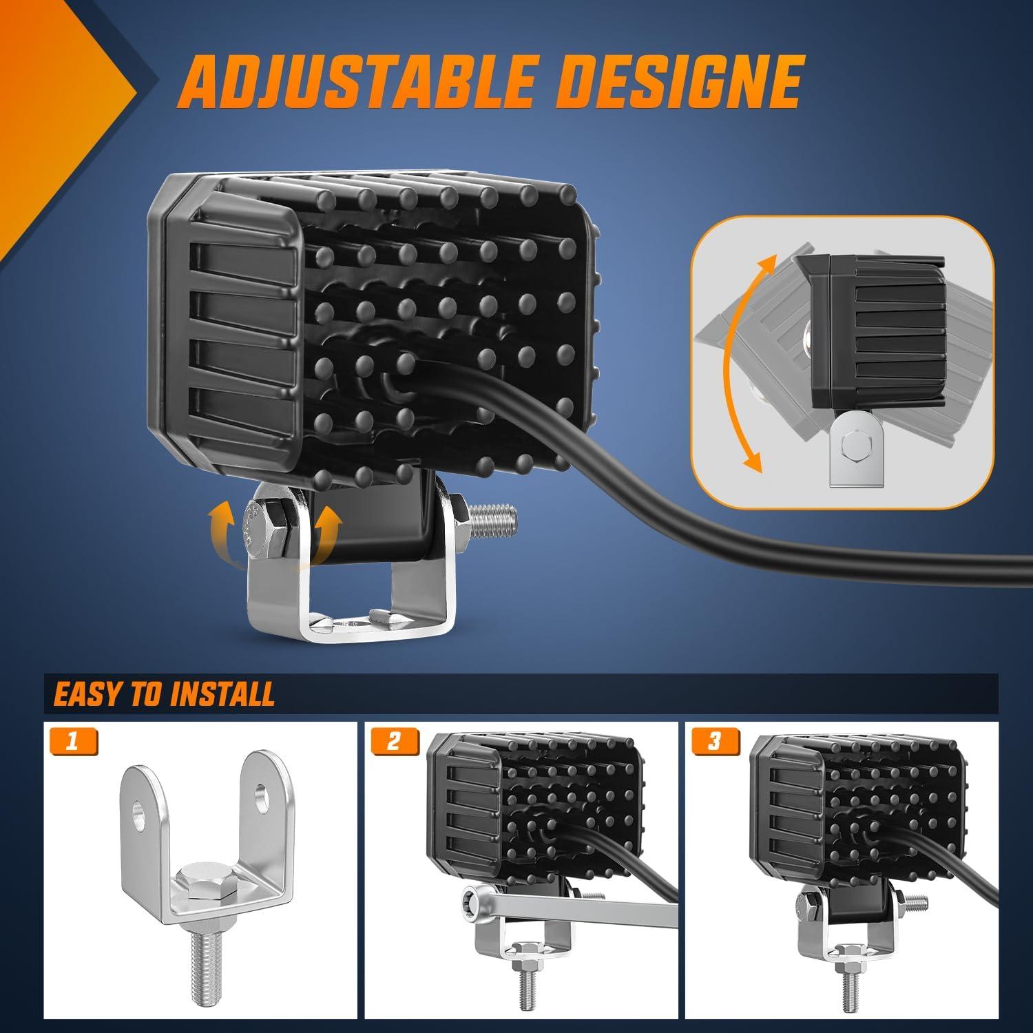 imageNilight Side Shooter LED Pods 2PCS 65 Inch 60W Flood Spot Beam Combo Light Bar LED Fog Driving Lighting Work Lamp for Truck ATV UTV Boat2Pcs 25Inch Lights WhiteAmber