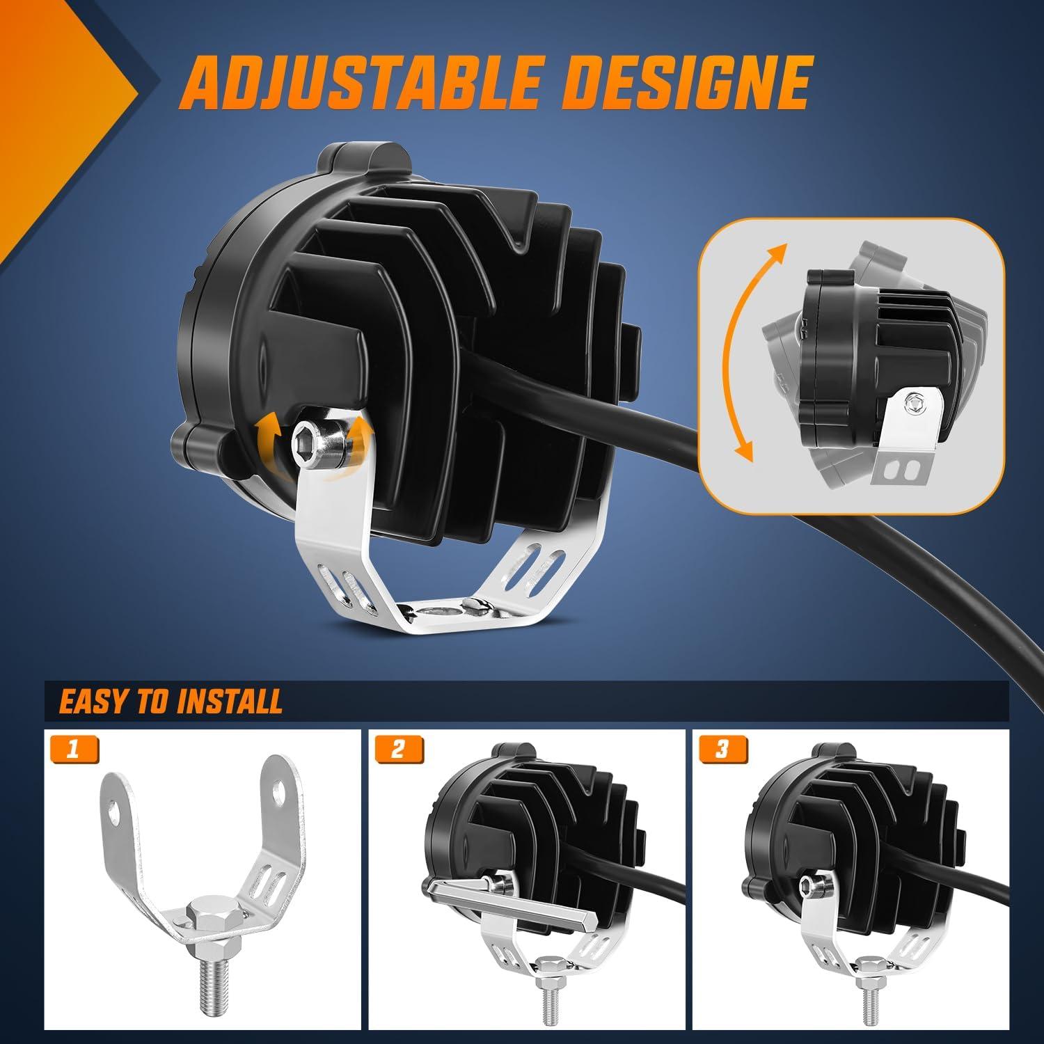 imageNilight Side Shooter LED Pods 2PCS 65 Inch 60W Flood Spot Beam Combo Light Bar LED Fog Driving Lighting Work Lamp for Truck ATV UTV Boat2Pcs 27Inch Lights WhiteAmber