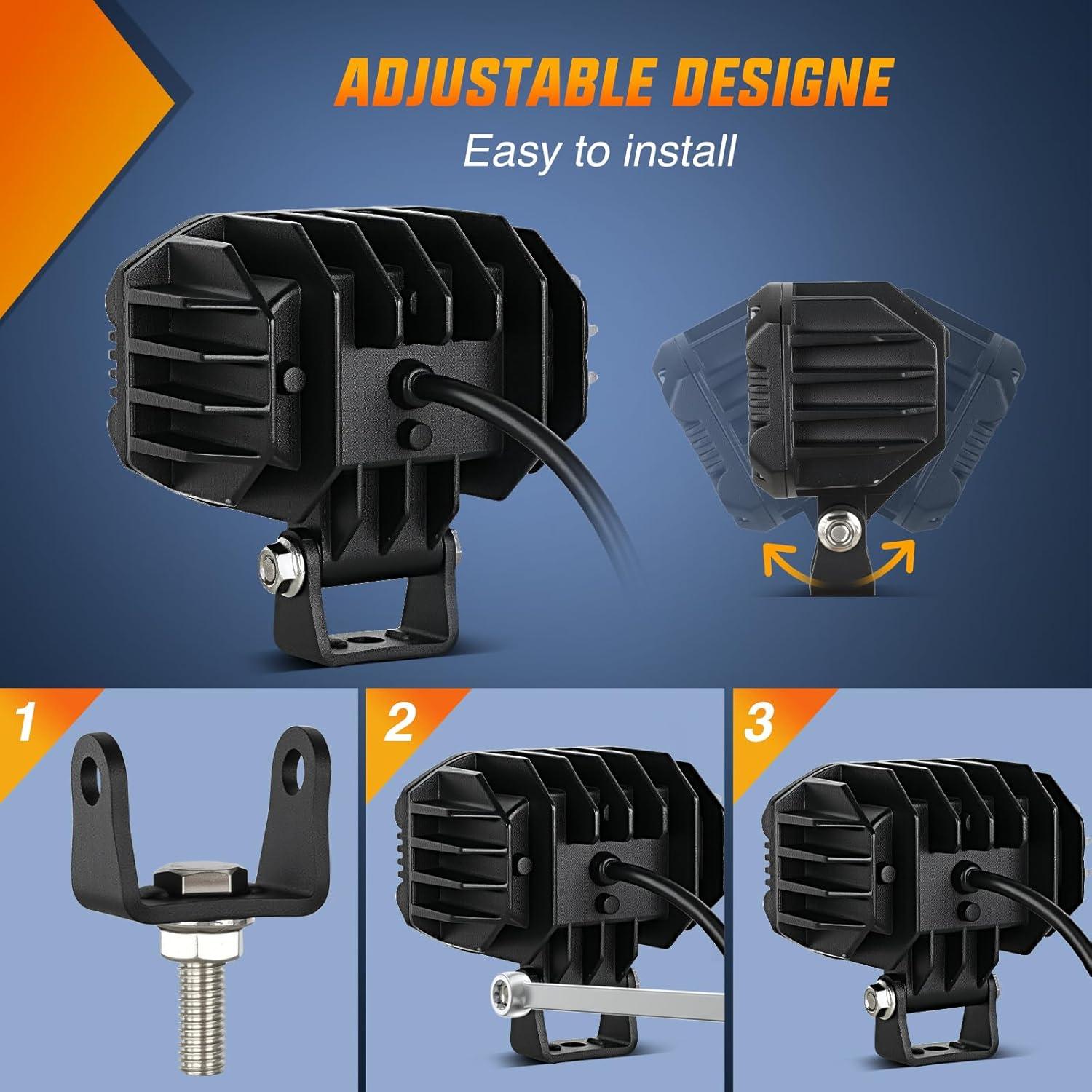 imageNilight Side Shooter LED Pods 2PCS 65 Inch 60W Flood Spot Beam Combo Light Bar LED Fog Driving Lighting Work Lamp for Truck ATV UTV Boat2Pcs 4Inch 48W Lights White