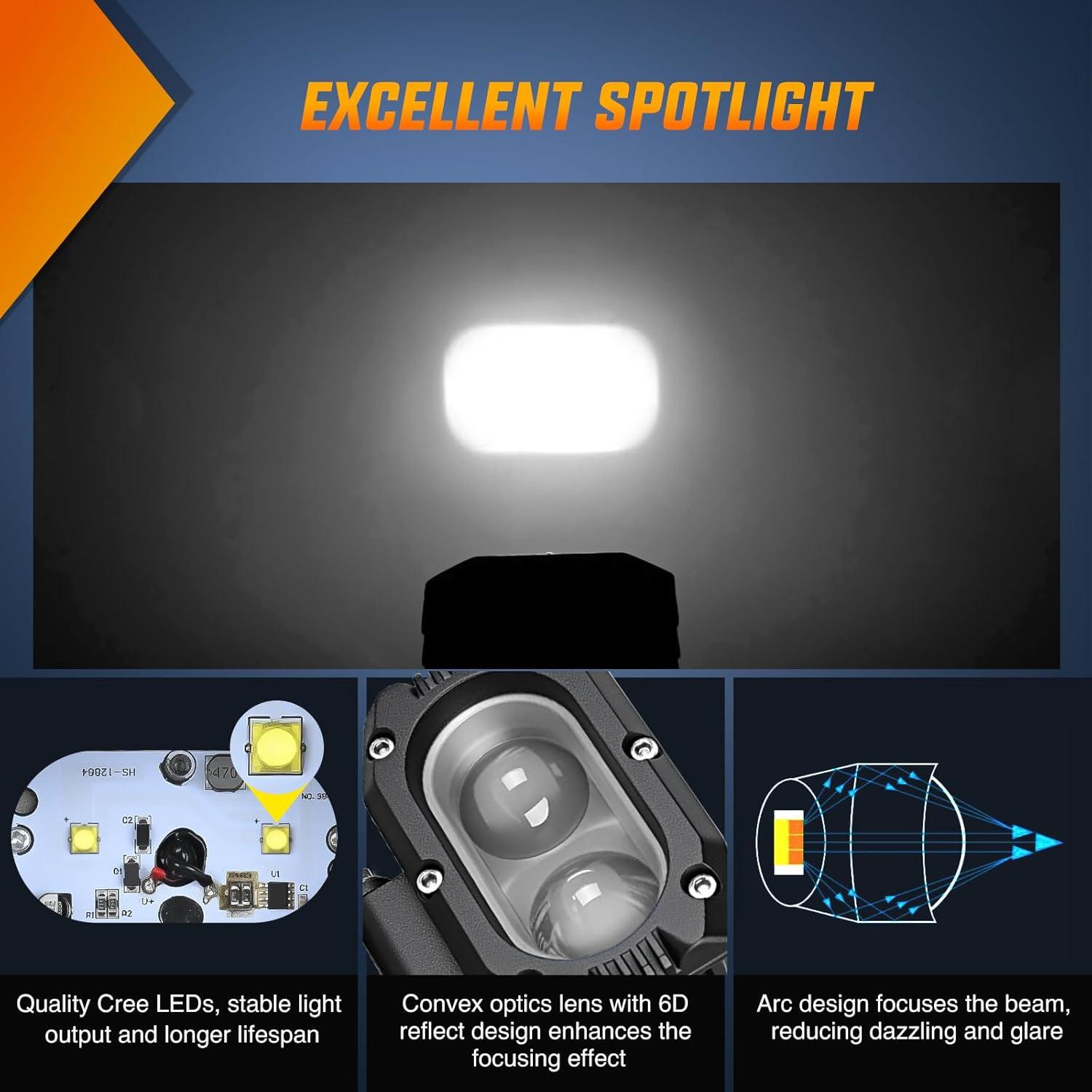 imageNilight Side Shooter LED Pods 2PCS 65 Inch 60W Flood Spot Beam Combo Light Bar LED Fog Driving Lighting Work Lamp for Truck ATV UTV Boat2Pcs 4Inch 48W Lights White