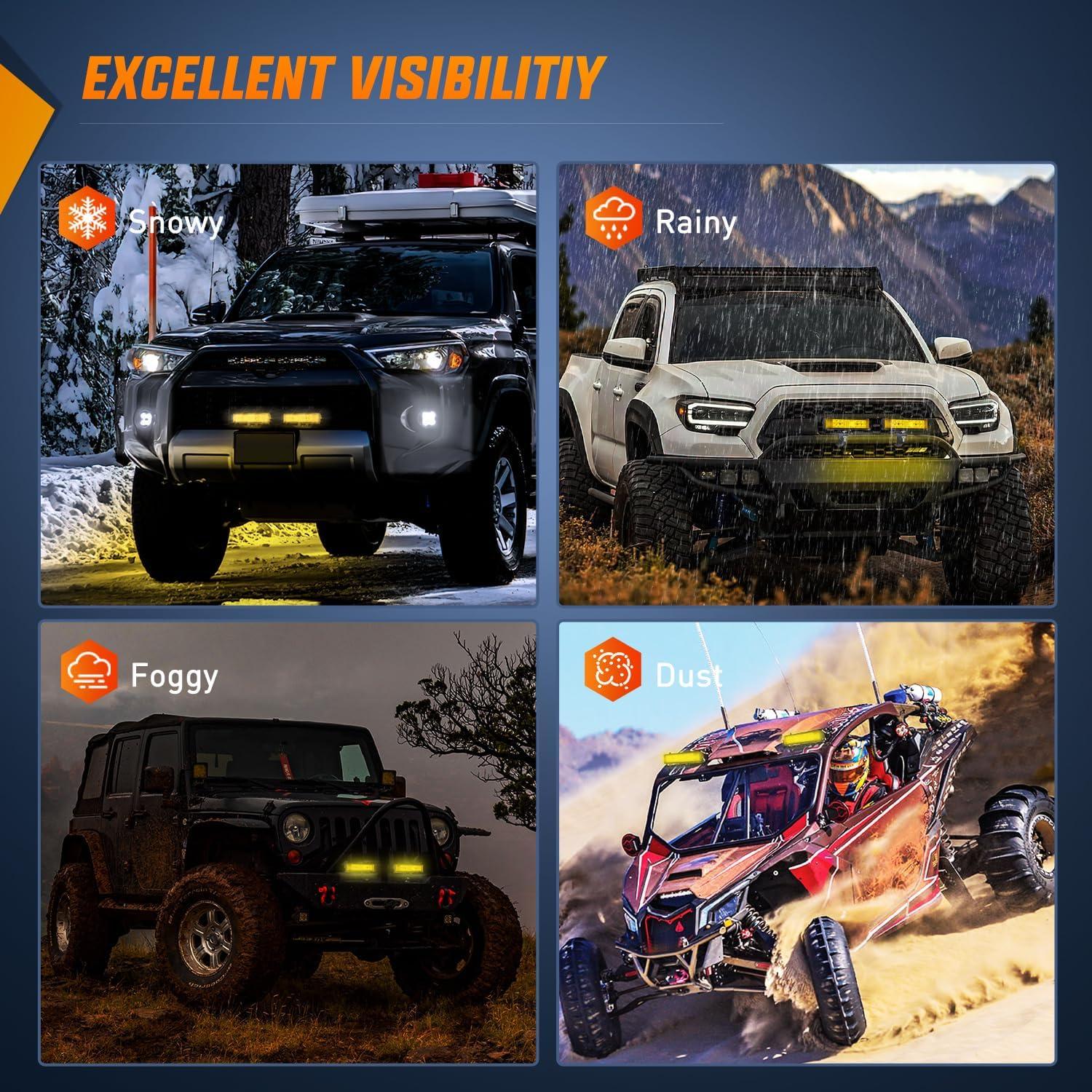 imageNilight Side Shooter LED Pods 2PCS 65 Inch 60W Flood Spot Beam Combo Light Bar LED Fog Driving Lighting Work Lamp for Truck ATV UTV Boat2Pcs Amber Side Shooter Lights