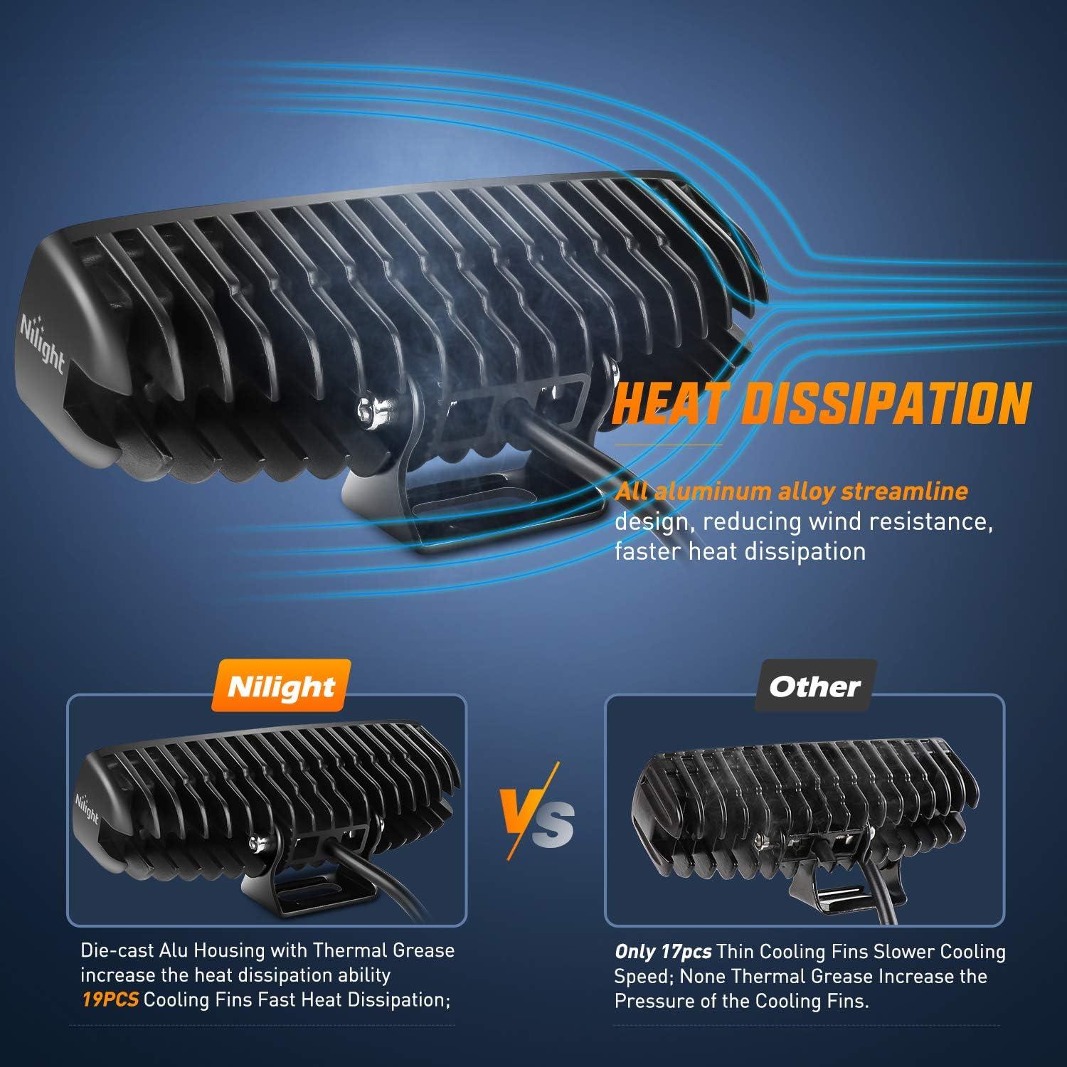 imageNilight Side Shooter LED Pods 2PCS 65 Inch 60W Flood Spot Beam Combo Light Bar LED Fog Driving Lighting Work Lamp for Truck ATV UTV Boat2Pcs WhiteAmber Lights