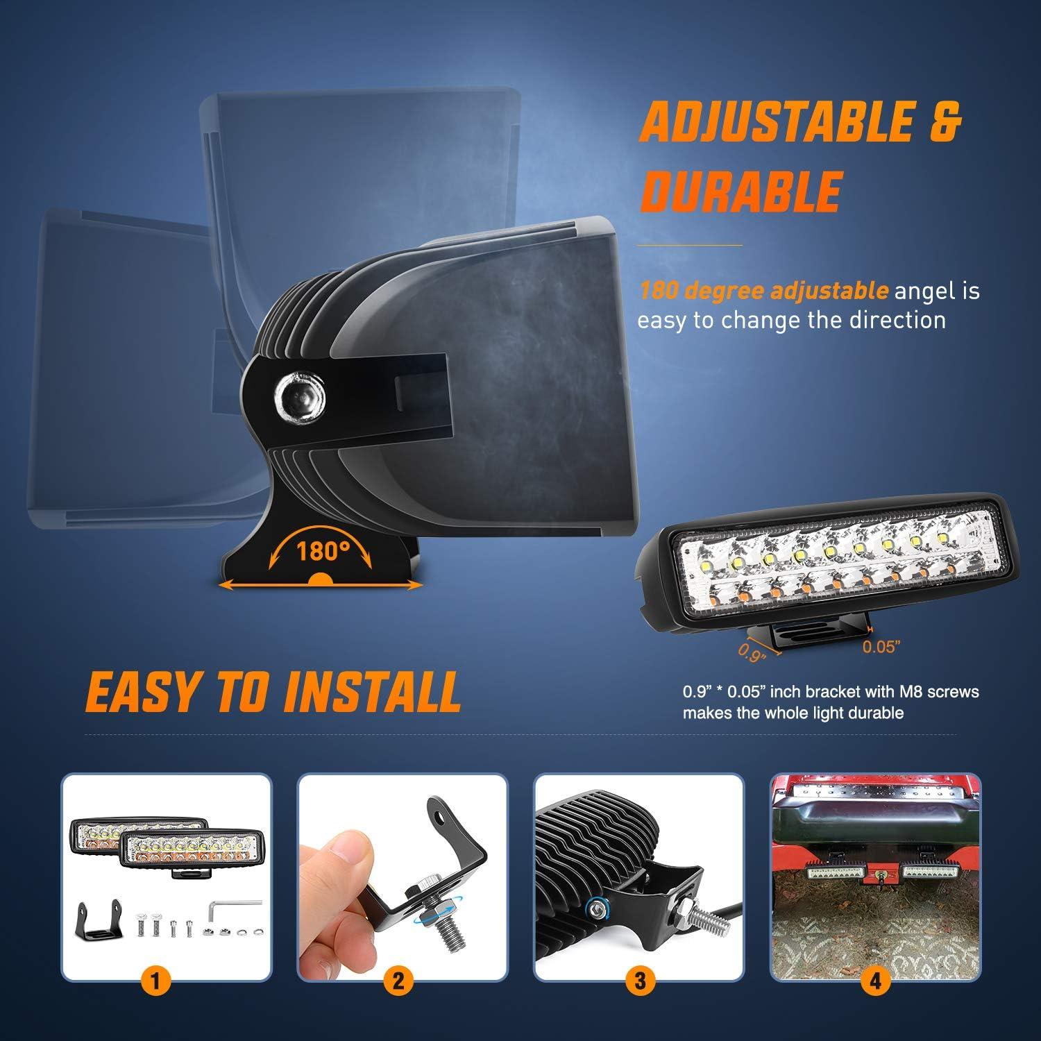 imageNilight Side Shooter LED Pods 2PCS 65 Inch 60W Flood Spot Beam Combo Light Bar LED Fog Driving Lighting Work Lamp for Truck ATV UTV Boat2Pcs WhiteAmber Lights