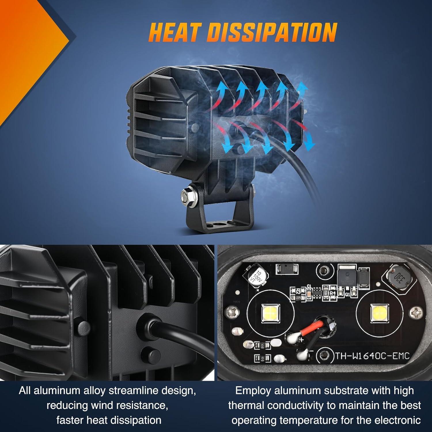 imageNilight Side Shooter LED Pods 2PCS 65 Inch 60W Flood Spot Beam Combo Light Bar LED Fog Driving Lighting Work Lamp for Truck ATV UTV Boatwhite flood beam 4inch