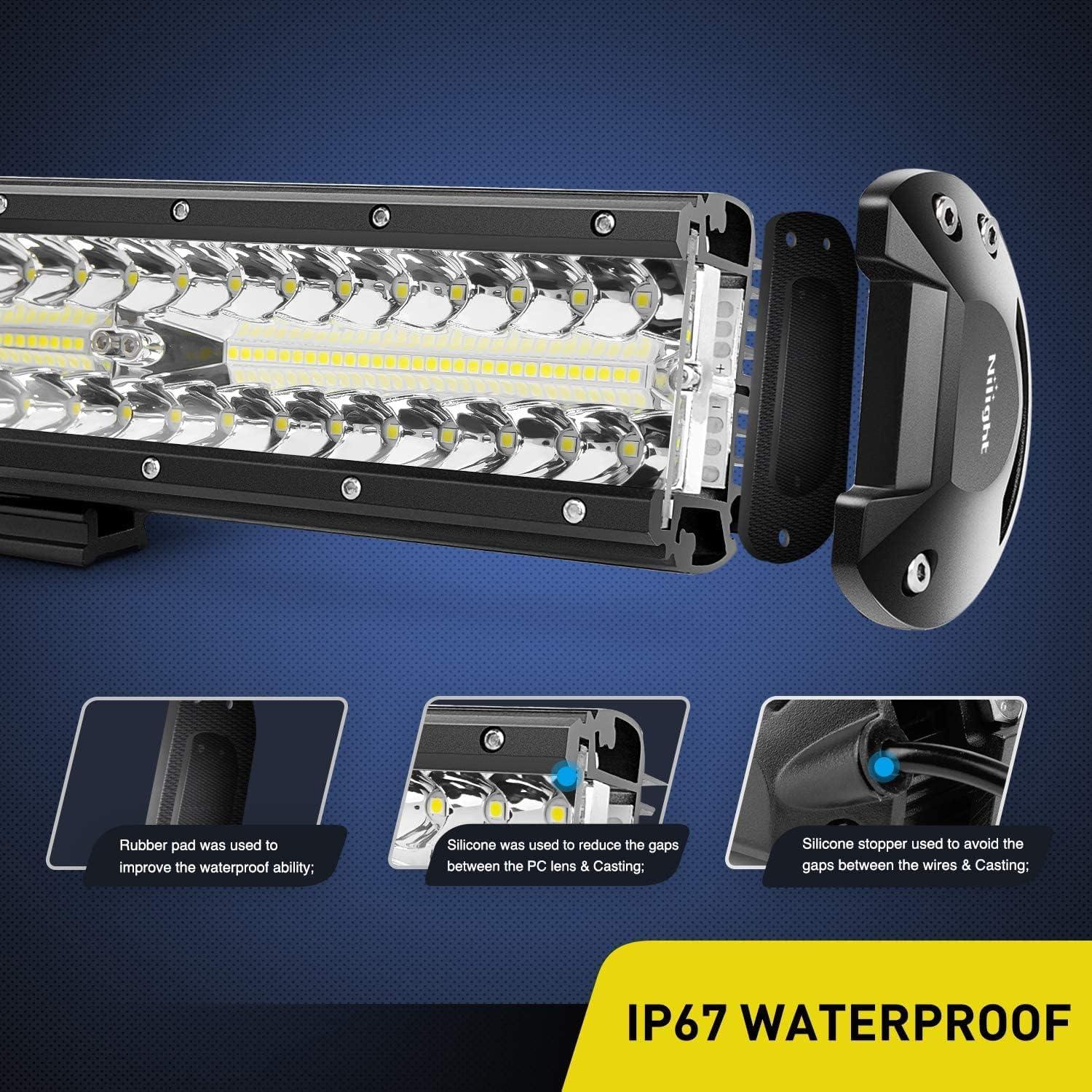 imageNilight Side Shooter Light Bar 12Inch Triple Row Spot Flood Combo Work Off Road Lighting on Truck SUV ATV UTV12Inch lights  Wiring Harness