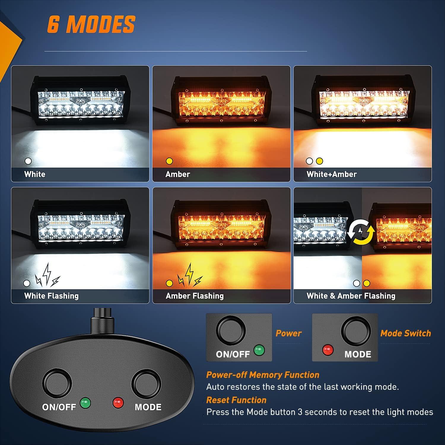 imageNilight Side Shooter Light Bar 7 Inch Triple Row Spot Flood Combo Work Off Road Lighting on Truck SUV ATV UTVAmberWhite 6 Modes