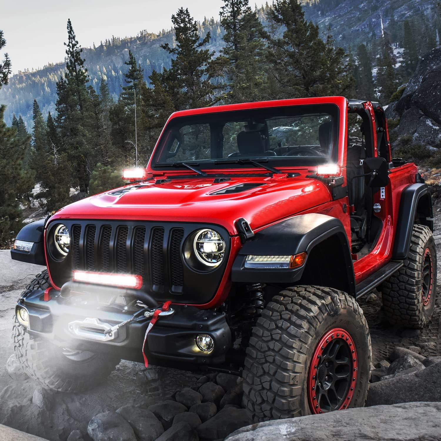 imageNilight Side Shooter Light Bar 7 Inch Triple Row Spot Flood Combo Work Off Road Lighting on Truck SUV ATV UTVRed Shell with White Light