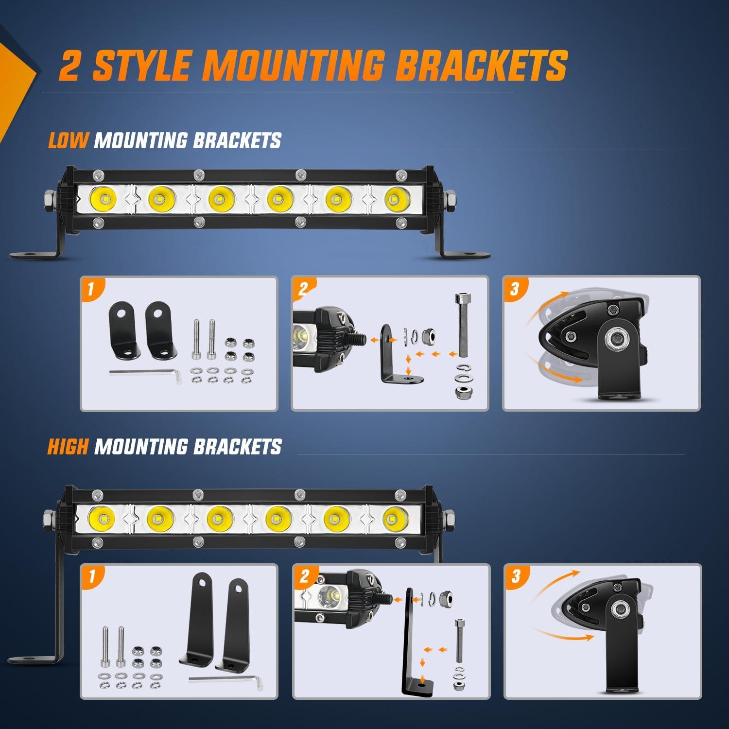 imageNilight Single Row LED Light Bar UltraSlim Spot Pods 2PCS 7 Inch 18W Fog Light Driving Work Roof Bumper Lighting for Offroad 4x4 Trucks Polaris RZR SUV ATV UTV7 Inch Spot 2Pcs Lights