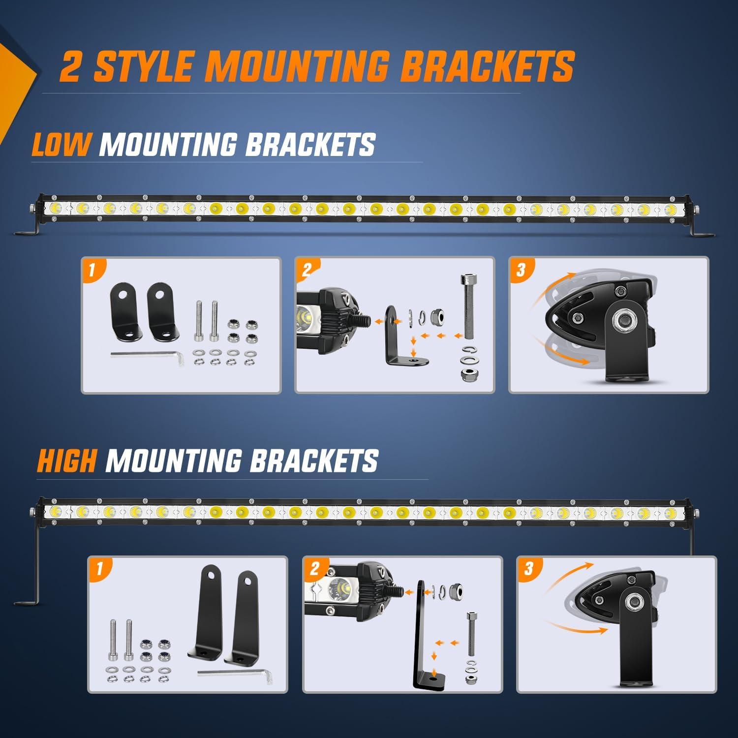 imageNilight Single Row LED Light Bar UltraSlim Spot Pods 2PCS 7 Inch 18W Fog Light Driving Work Roof Bumper Lighting for Offroad 4x4 Trucks Polaris RZR SUV ATV UTV25 Inch Flood Spot Lights