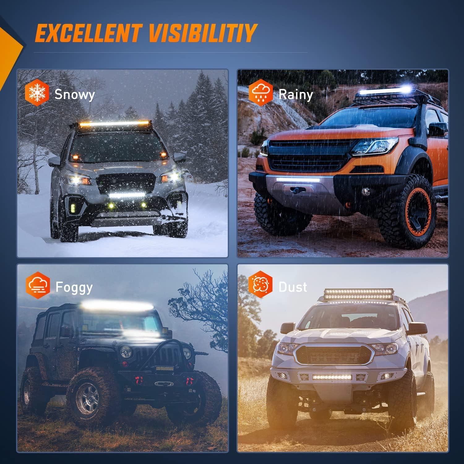 imageNilight Slim LED Light Bar 2PCS 11 Inch 26LED Single Row Spot Flood Combo Fog Driving Work Lighting Roof Bumper Lamp Offroad for 4x4 Trucks SUV ATV UTV11 Inch White Light