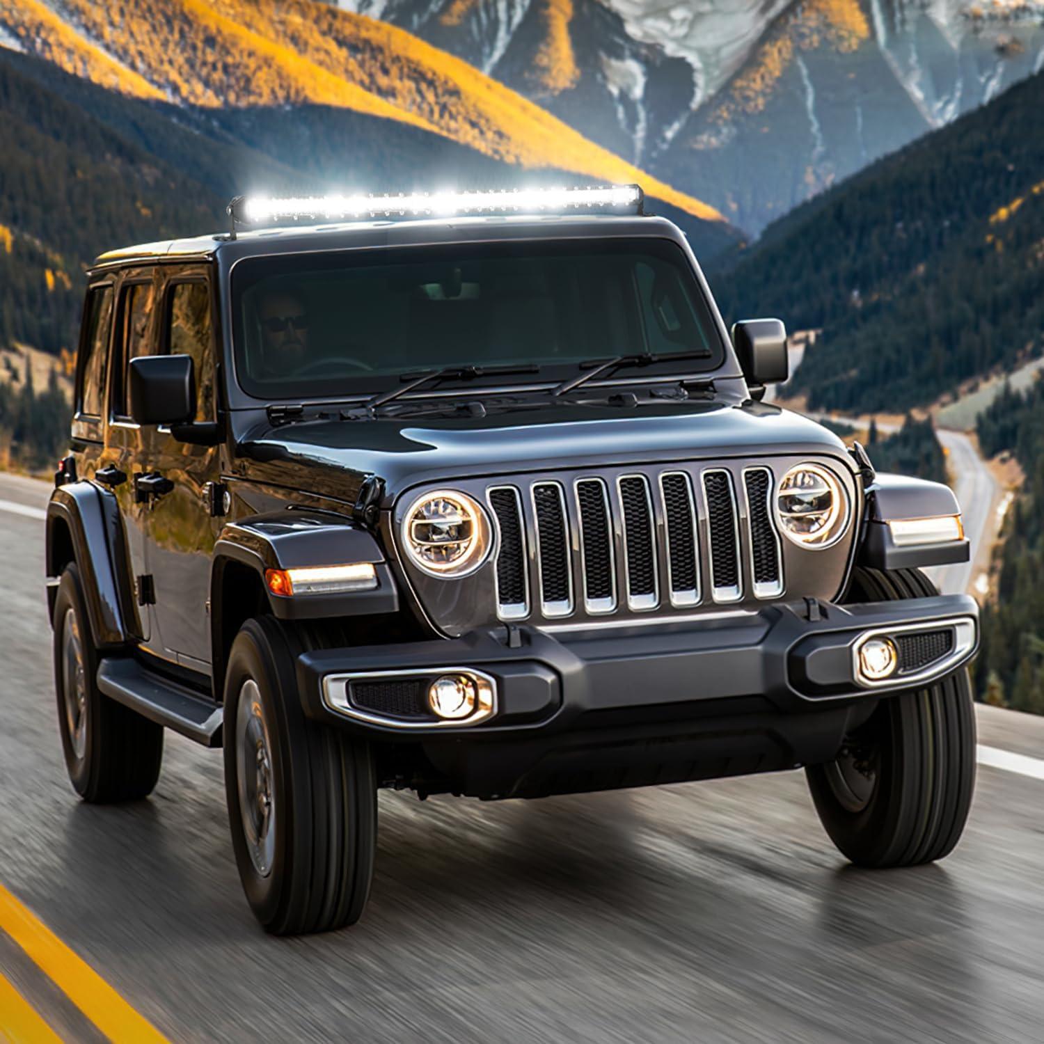 imageNilight Slim LED Light Bar 40 Inch 104LED Single Row Spot Flood Combo Fog Lights Driving Light Work Lights Roof Bumper Lamp Offroad Lighting for 4x4 Trucks SUV ATV UTVWhite 40Inch 104LED Slim