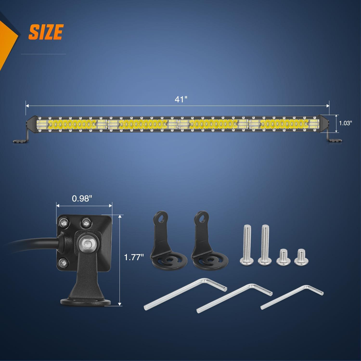 imageNilight Slim LED Light Bar 40 Inch 104LED Single Row Spot Flood Combo Fog Lights Driving Light Work Lights Roof Bumper Lamp Offroad Lighting for 4x4 Trucks SUV ATV UTVWhite 40Inch 104LED Slim