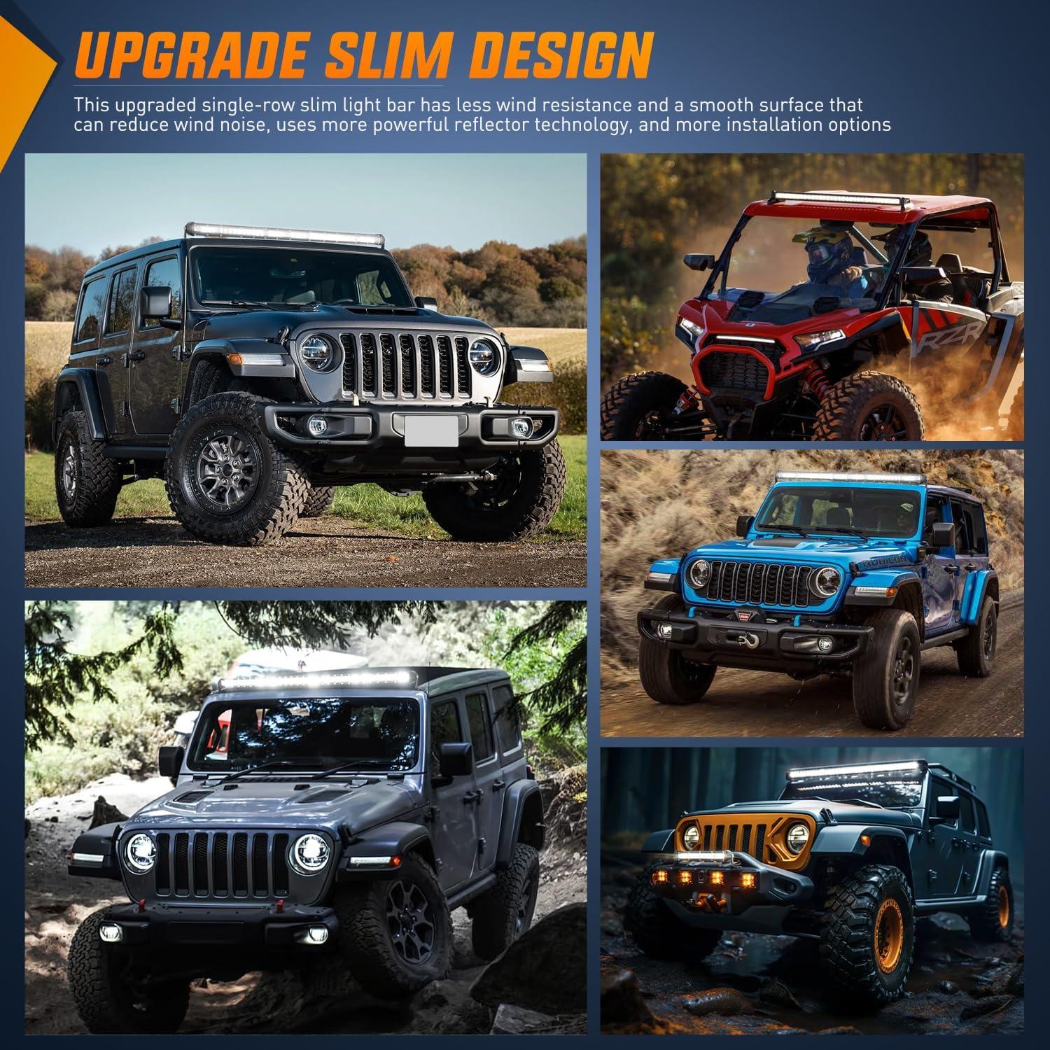 imageNilight Slim LED Light Bar 40 Inch 104LED Single Row Spot Flood Combo Fog Lights Driving Light Work Lights Roof Bumper Lamp Offroad Lighting for 4x4 Trucks SUV ATV UTVWhite 40Inch 104LED Slim