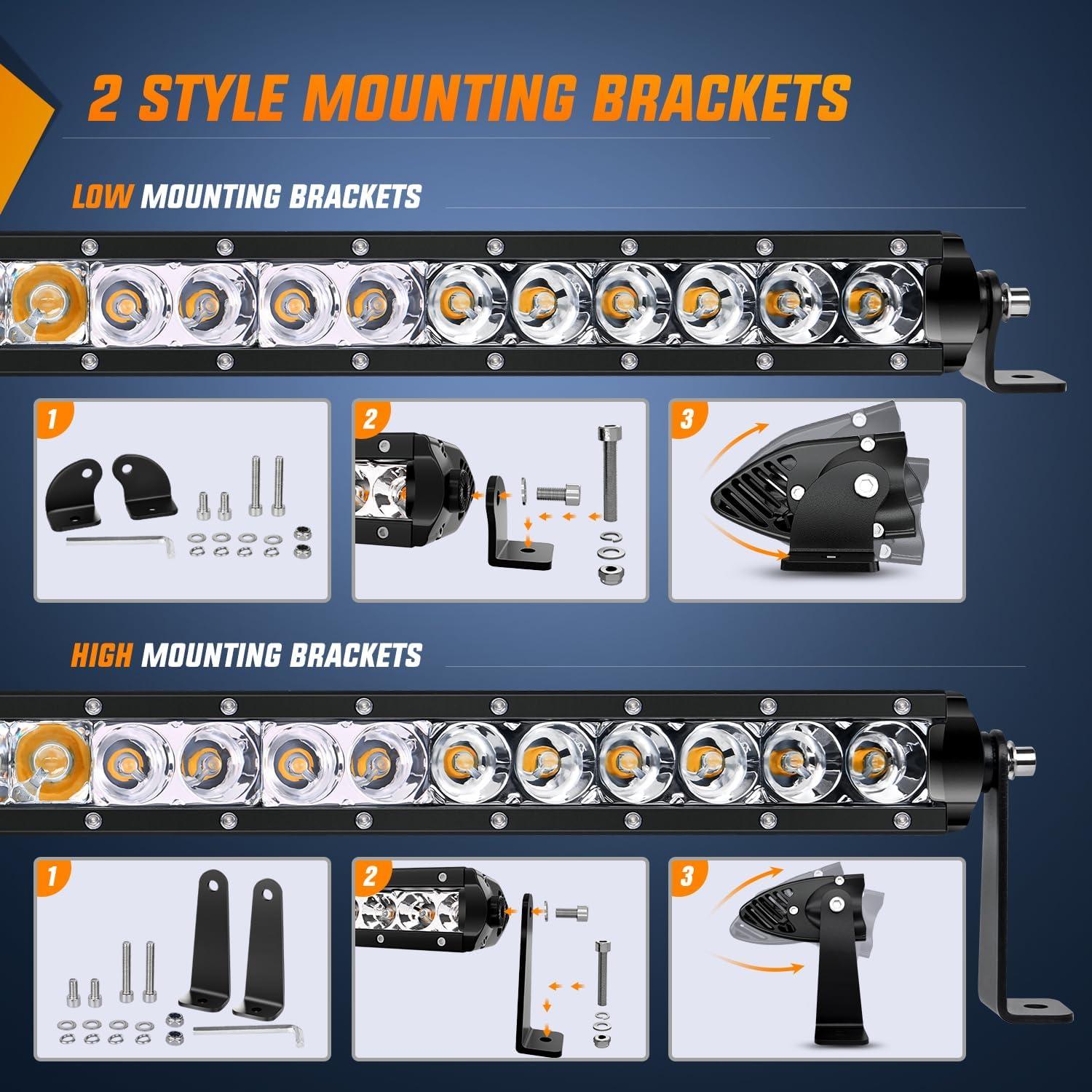 imageNilight Slim LED Light Bar 40 Inch 104LED Single Row Spot Flood Combo Fog Lights Driving Light Work Lights Roof Bumper Lamp Offroad Lighting for 4x4 Trucks SUV ATV UTVAmber