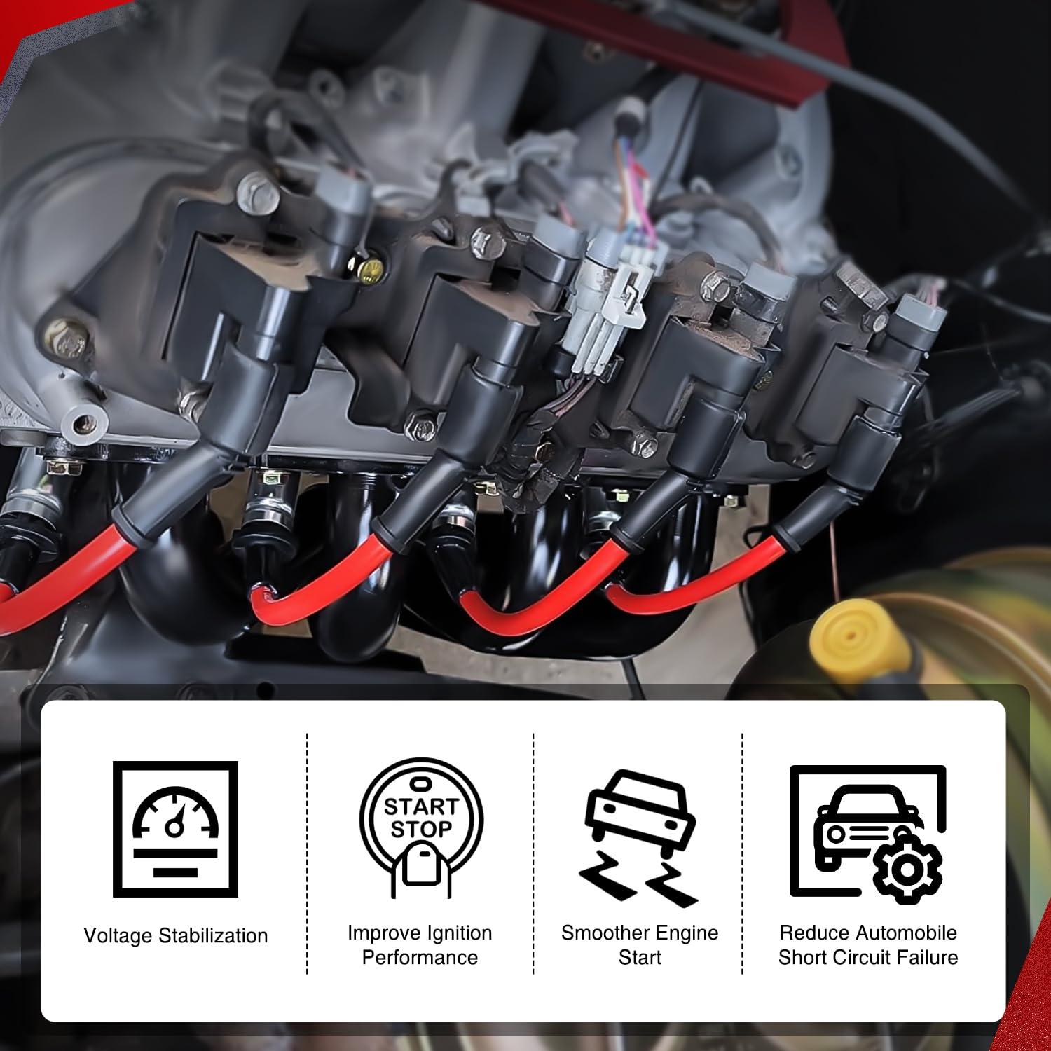 imageNilight Spark Plug Wire 105 mm Straight Boots High Performance Ignition Wire Compatible with Chevy SBC BBC 305 350 454 Electronic V8 Engine with HEI Distributor48322R