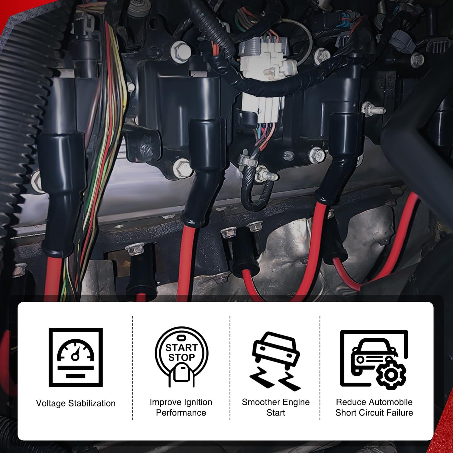 imageNilight Spark Plug Wire 105 mm Straight Boots High Performance Ignition Wire Compatible with Chevy SBC BBC 305 350 454 Electronic V8 Engine with HEI Distributor9748HH