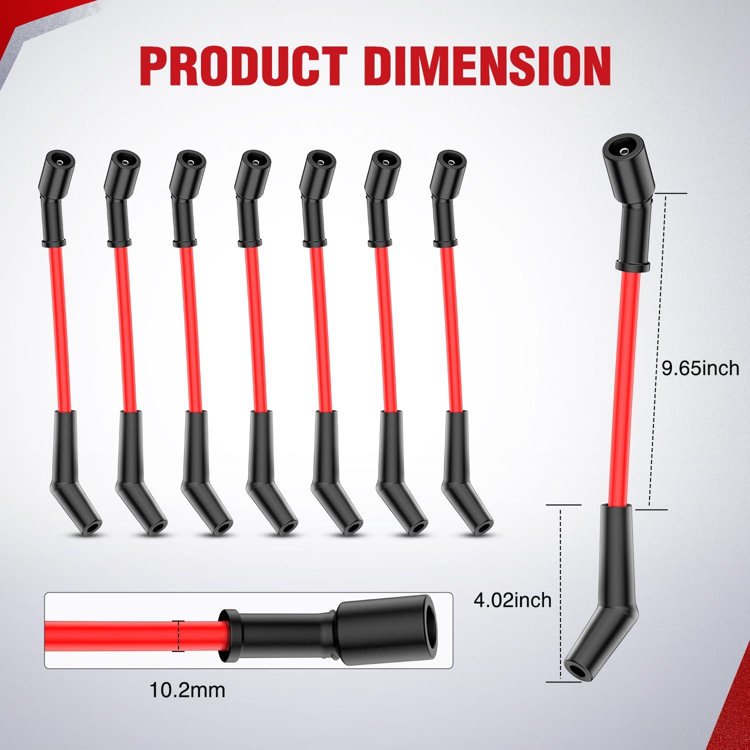 imageNilight Spark Plug Wire 105 mm Straight Boots High Performance Ignition Wire Compatible with Chevy SBC BBC 305 350 454 Electronic V8 Engine with HEI DistributorLSx LS1 LS2 LS3 LS6 LS7