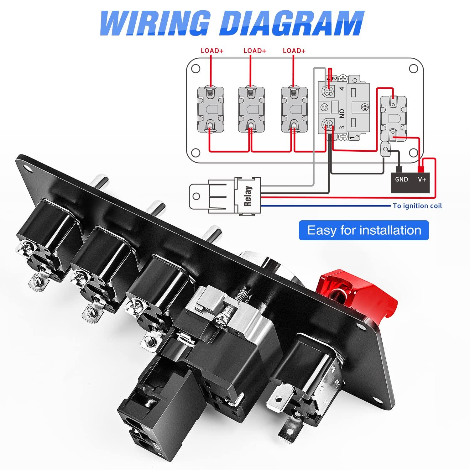 imageNilight Start Engine Button 12V DC 50A SPST on Off Momentary Switch Red Car Start Engine Button Stater Push Start Ignition Switch for Racing Sport Cars Trucks 2 Years WarrantyRed 5 in 1 Panel