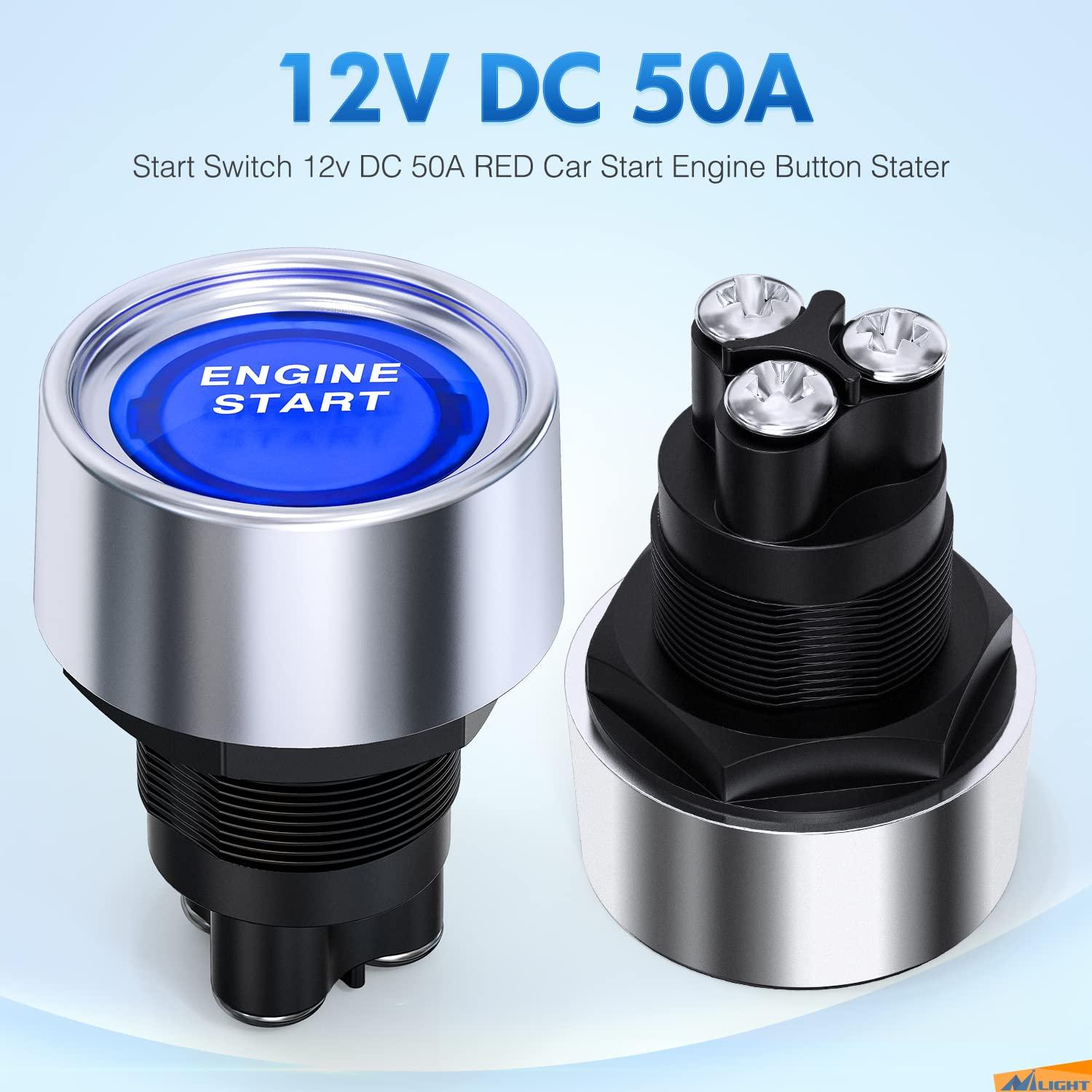 imageNilight Start Engine Button 12V DC 50A SPST on Off Momentary Switch Red Car Start Engine Button Stater Push Start Ignition Switch for Racing Sport Cars Trucks 2 Years WarrantyBlue Start Engine Button