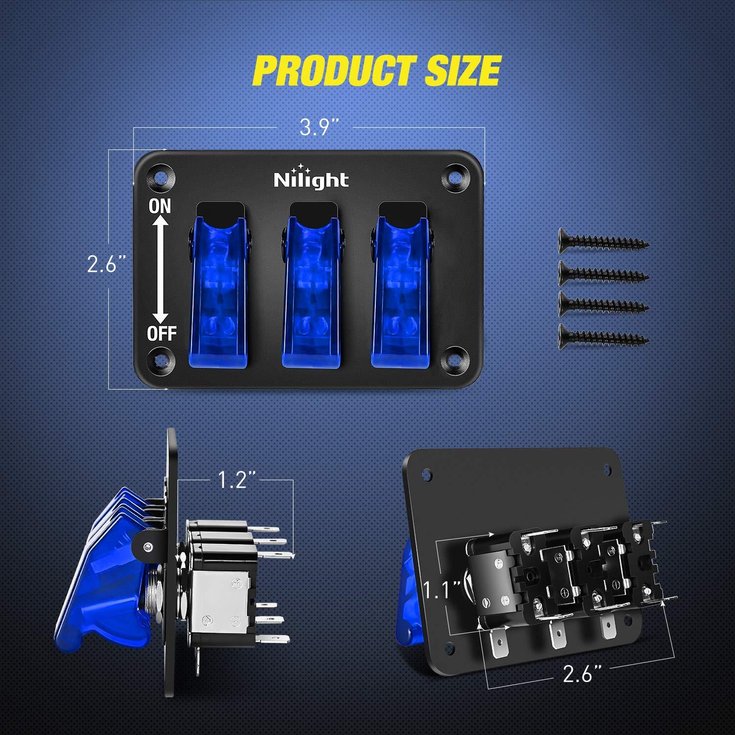 imageNilight Start Engine Button 12V DC 50A SPST on Off Momentary Switch Red Car Start Engine Button Stater Push Start Ignition Switch for Racing Sport Cars Trucks 2 Years WarrantyBlue 3 Gang