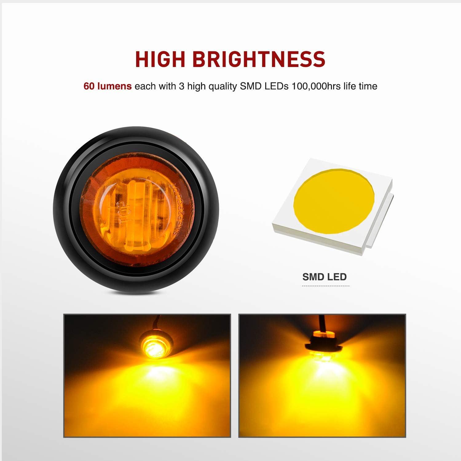 imageNilight TL03 10 PCS 34 Round Clearance LED Front Rear Side Indicator Bullet Marker Light for Truck RV Car Bus Trailer Van Caravan Boat 12V Amber10pcs Amber