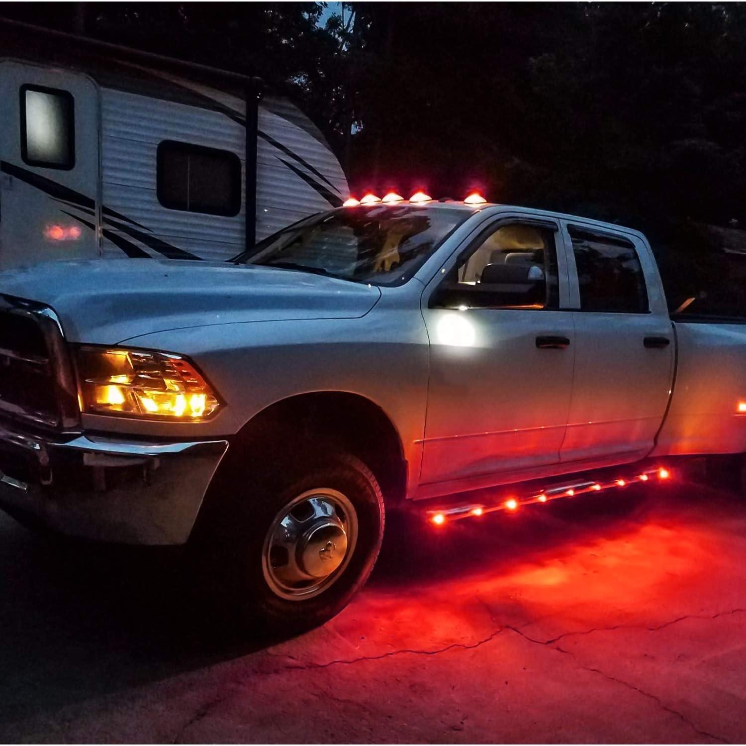 imageNilight TL03 10 PCS 34 Round Clearance LED Front Rear Side Indicator Bullet Marker Light for Truck RV Car Bus Trailer Van Caravan Boat 12V Amber10pcs Red