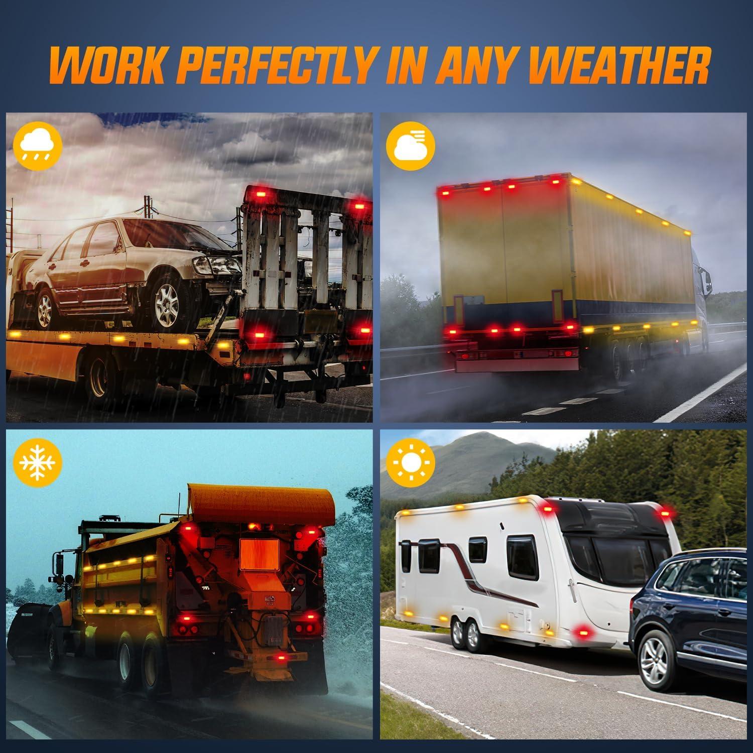 imageNilight TL03 10 PCS 34 Round Clearance LED Front Rear Side Indicator Bullet Marker Light for Truck RV Car Bus Trailer Van Caravan Boat 12V Amber14Pcs Amber Red