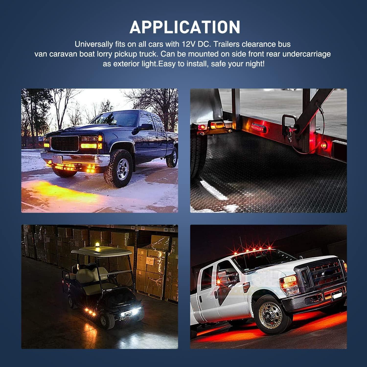 imageNilight TL03 10 PCS 34 Round Clearance LED Front Rear Side Indicator Bullet Marker Light for Truck RV Car Bus Trailer Van Caravan Boat 12V Amber30Pcs Amber Red White