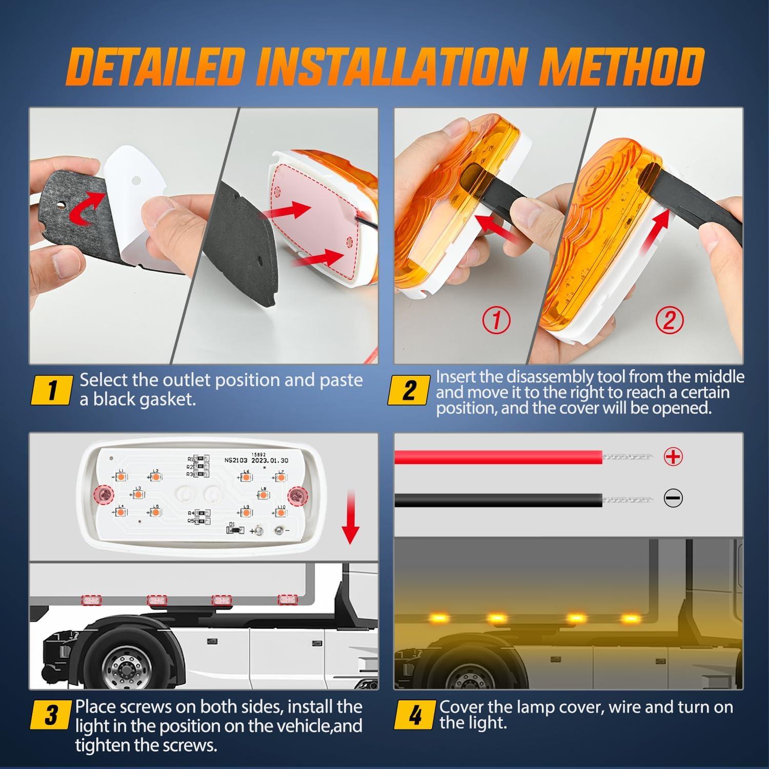 imageNilight TL03 10 PCS 34 Round Clearance LED Front Rear Side Indicator Bullet Marker Light for Truck RV Car Bus Trailer Van Caravan Boat 12V Amber5Pcs Amber