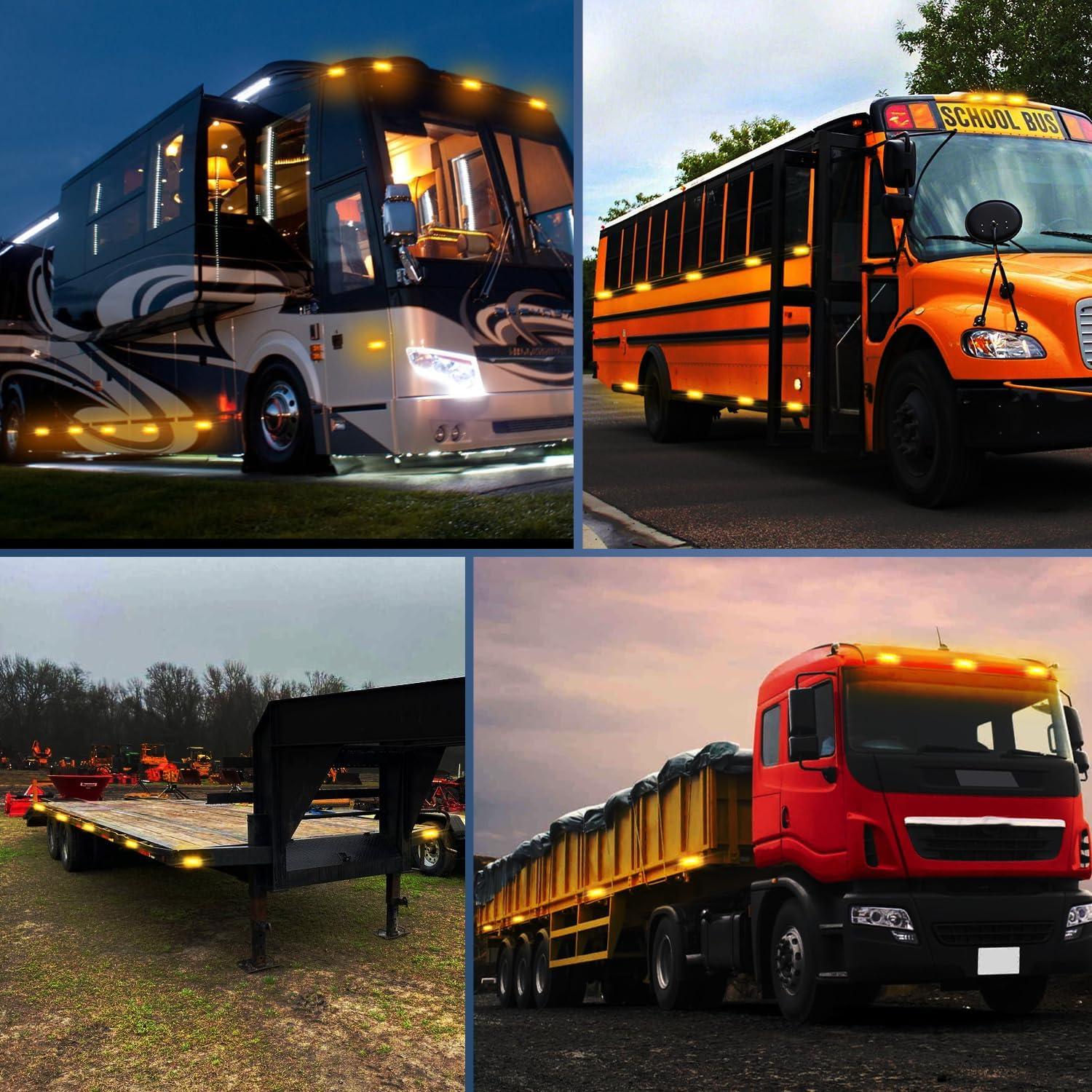 imageNilight TL03 10 PCS 34 Round Clearance LED Front Rear Side Indicator Bullet Marker Light for Truck RV Car Bus Trailer Van Caravan Boat 12V Amber5Pcs Amber