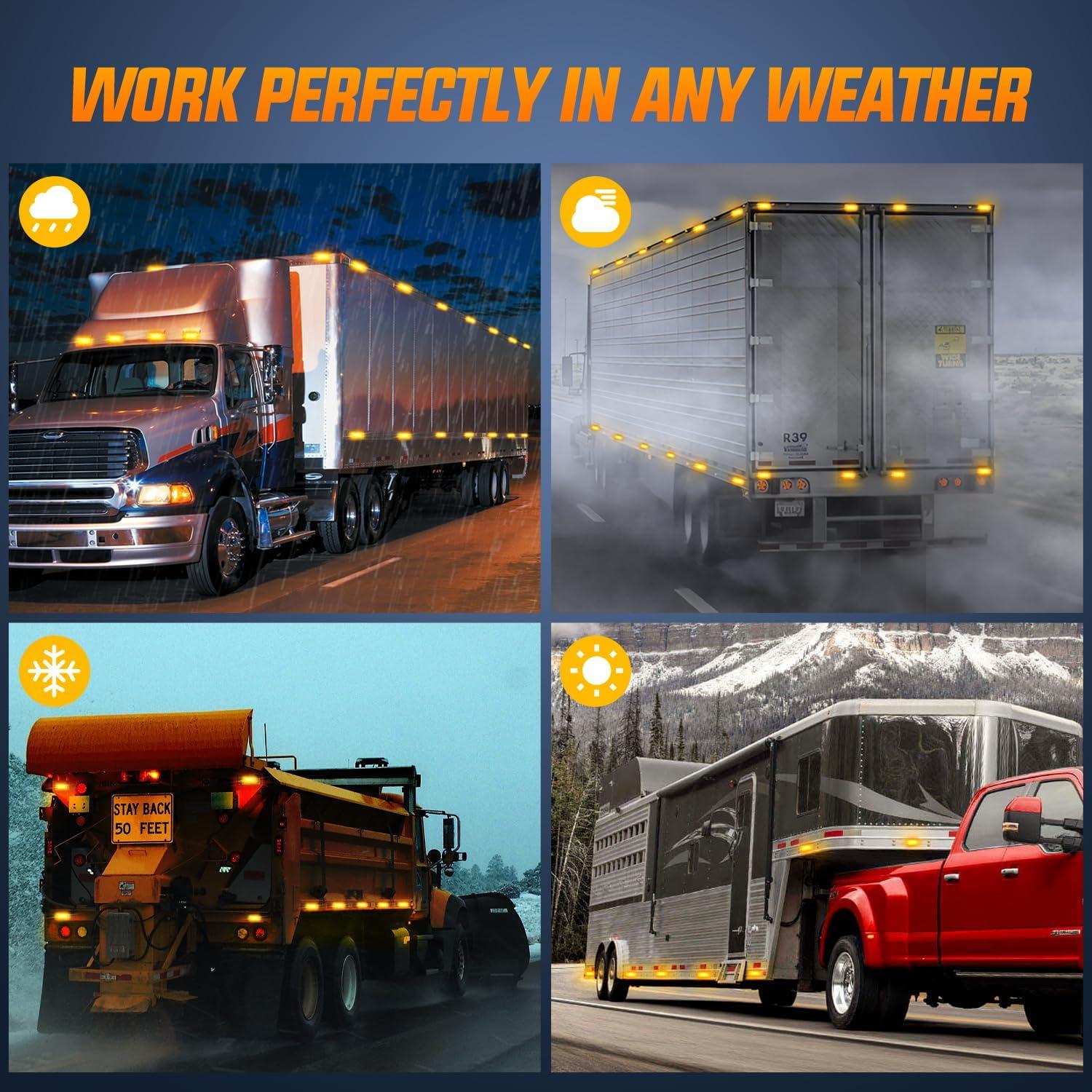 imageNilight TL03 10 PCS 34 Round Clearance LED Front Rear Side Indicator Bullet Marker Light for Truck RV Car Bus Trailer Van Caravan Boat 12V Amber5Pcs Amber