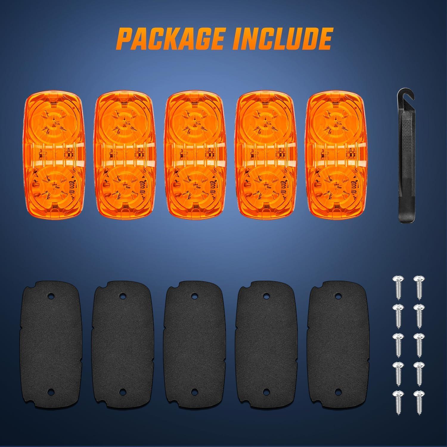 imageNilight TL03 10 PCS 34 Round Clearance LED Front Rear Side Indicator Bullet Marker Light for Truck RV Car Bus Trailer Van Caravan Boat 12V Amber5Pcs Amber