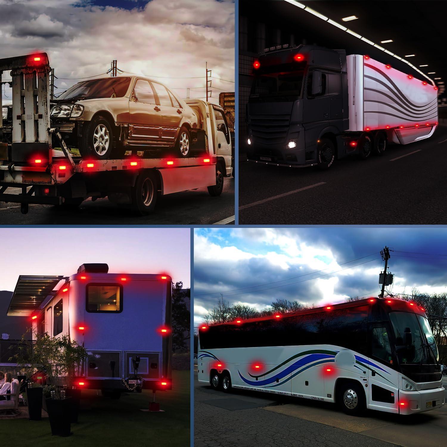 imageNilight TL03 10 PCS 34 Round Clearance LED Front Rear Side Indicator Bullet Marker Light for Truck RV Car Bus Trailer Van Caravan Boat 12V Amber5Pcs Red