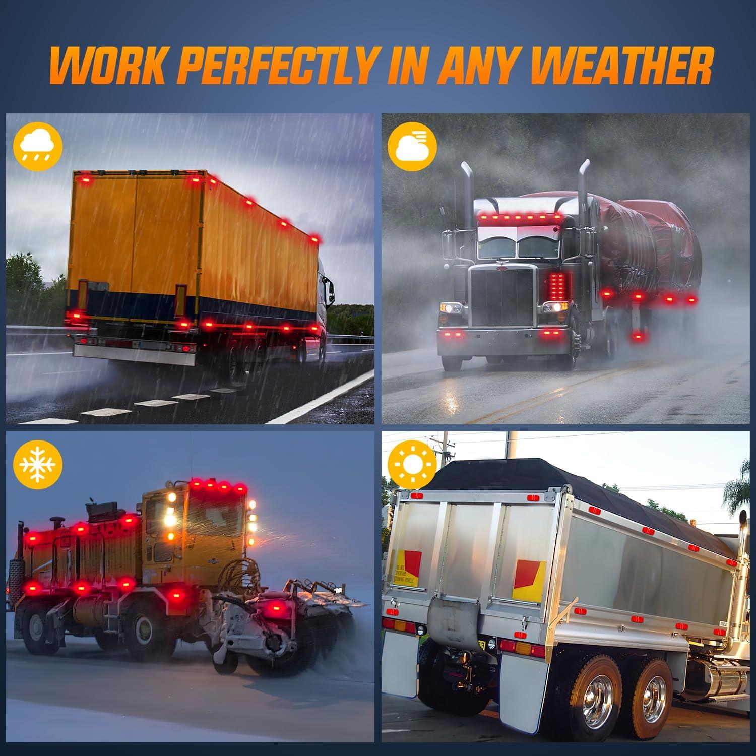 imageNilight TL03 10 PCS 34 Round Clearance LED Front Rear Side Indicator Bullet Marker Light for Truck RV Car Bus Trailer Van Caravan Boat 12V Amber5Pcs Red