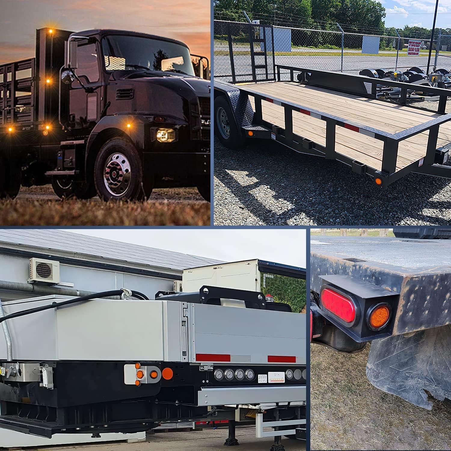 imageNilight TL03 10 PCS 34 Round Clearance LED Front Rear Side Indicator Bullet Marker Light for Truck RV Car Bus Trailer Van Caravan Boat 12V AmberAmber 2Pcs 9LED