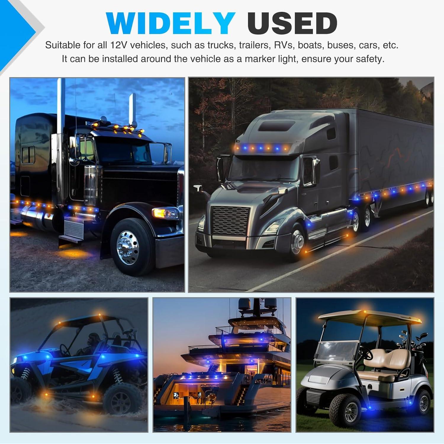 imageNilight TL03 10 PCS 34 Round Clearance LED Front Rear Side Indicator Bullet Marker Light for Truck RV Car Bus Trailer Van Caravan Boat 12V AmberAmber Blue 10Pcs