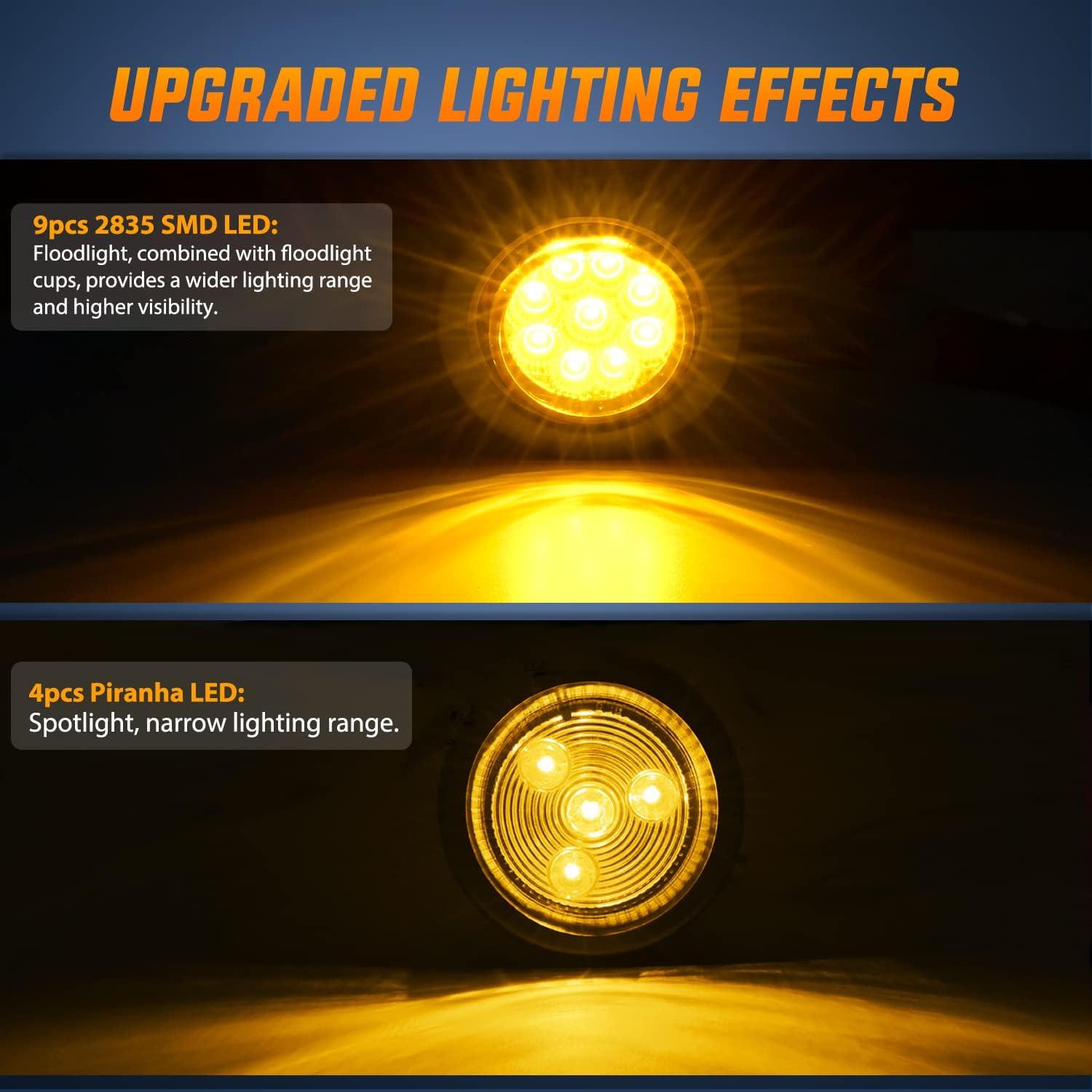 imageNilight TL03 10 PCS 34 Round Clearance LED Front Rear Side Indicator Bullet Marker Light for Truck RV Car Bus Trailer Van Caravan Boat 12V AmberAmber 2Pcs 9LED