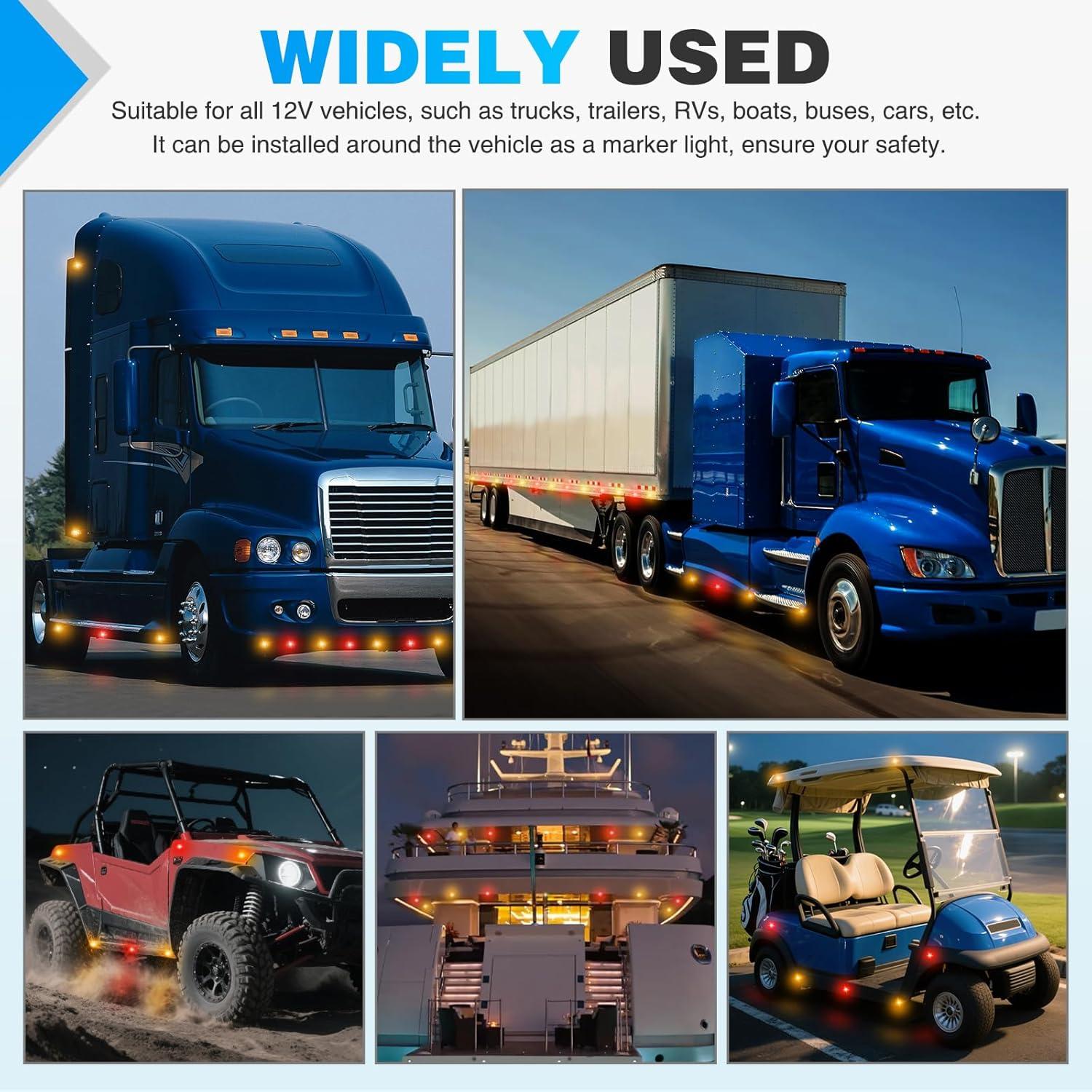 imageNilight TL03 10 PCS 34 Round Clearance LED Front Rear Side Indicator Bullet Marker Light for Truck RV Car Bus Trailer Van Caravan Boat 12V AmberAmber Red 10Pcs