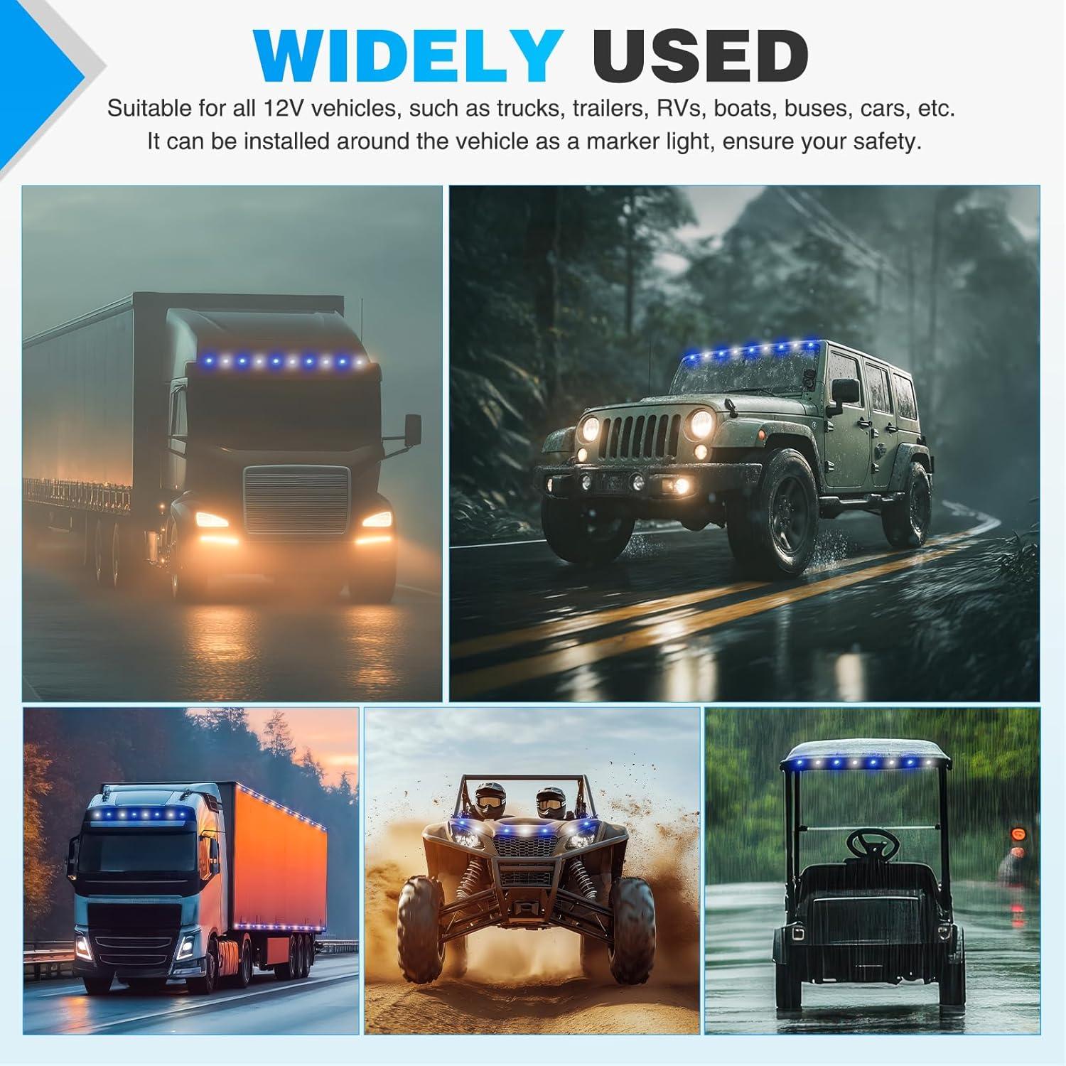 imageNilight TL03 10 PCS 34 Round Clearance LED Front Rear Side Indicator Bullet Marker Light for Truck RV Car Bus Trailer Van Caravan Boat 12V AmberBlue White 10Pcs