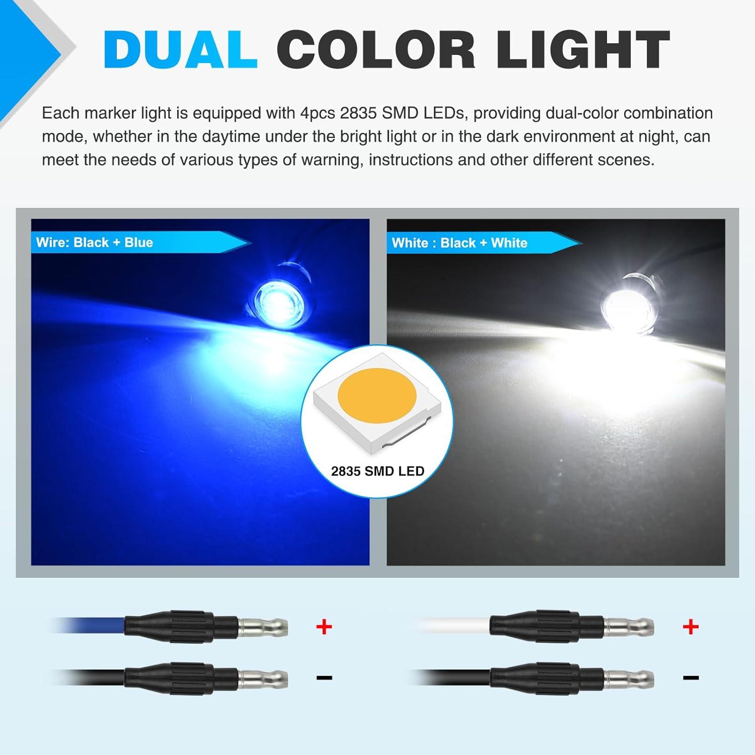 imageNilight TL03 10 PCS 34 Round Clearance LED Front Rear Side Indicator Bullet Marker Light for Truck RV Car Bus Trailer Van Caravan Boat 12V AmberBlue White 10Pcs