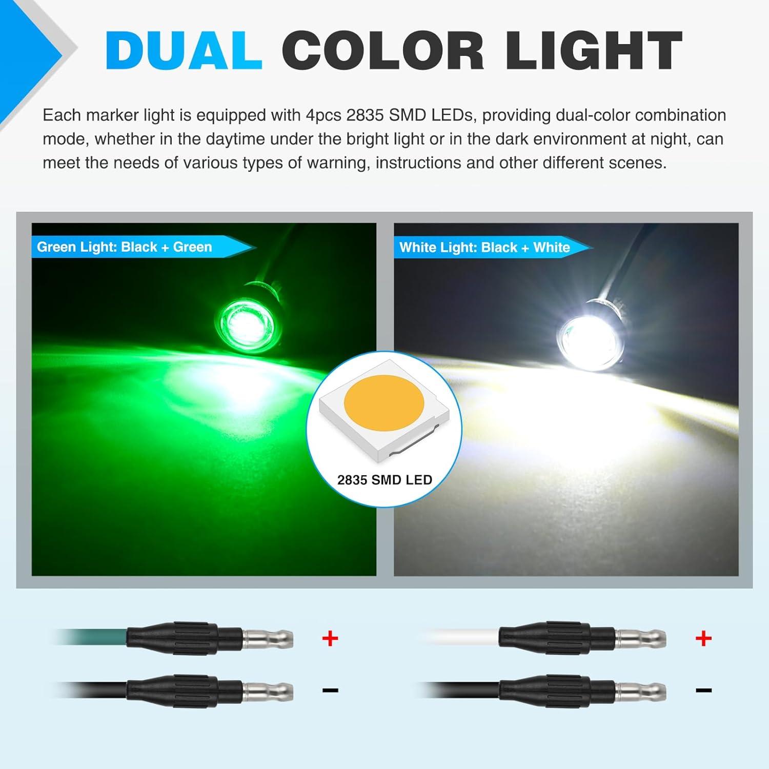 imageNilight TL03 10 PCS 34 Round Clearance LED Front Rear Side Indicator Bullet Marker Light for Truck RV Car Bus Trailer Van Caravan Boat 12V AmberGreen White 10Pcs