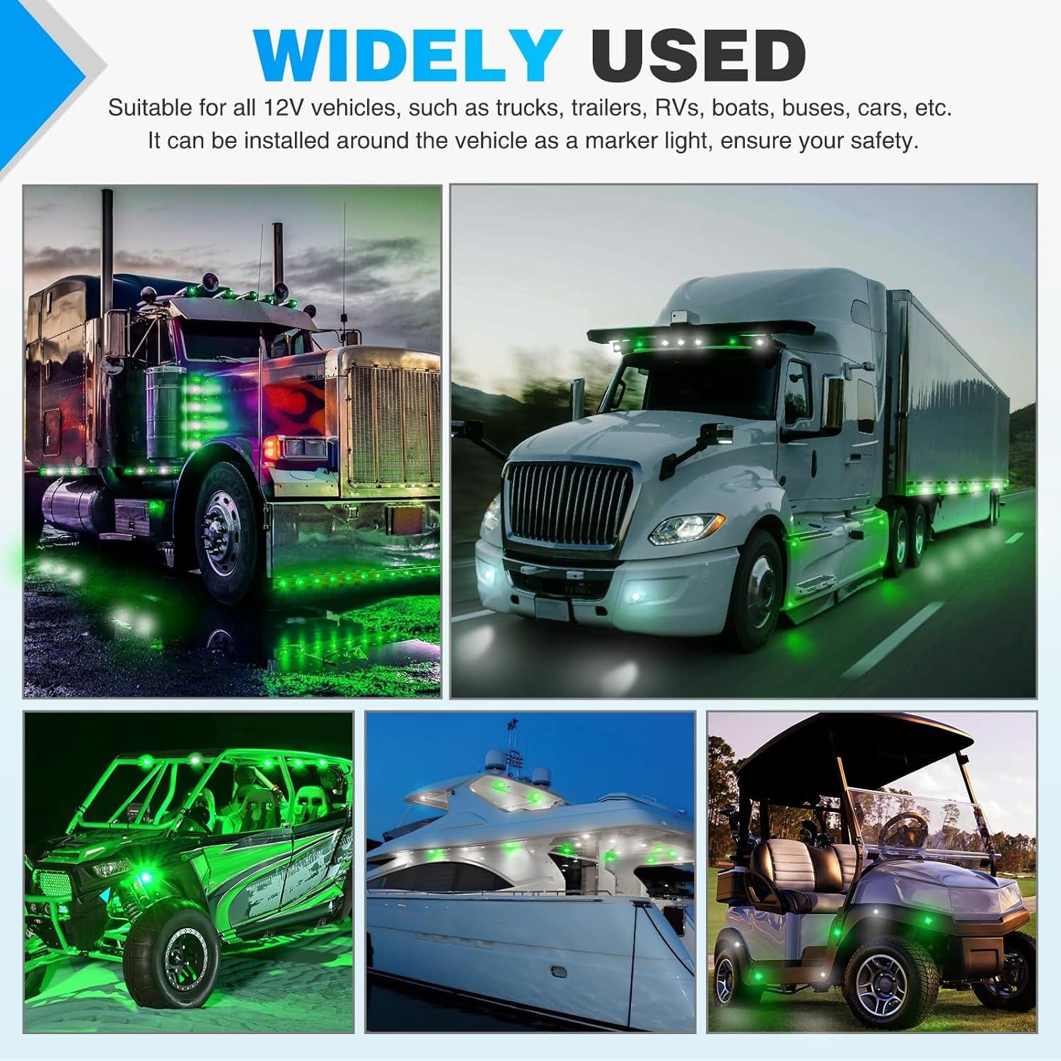 imageNilight TL03 10 PCS 34 Round Clearance LED Front Rear Side Indicator Bullet Marker Light for Truck RV Car Bus Trailer Van Caravan Boat 12V AmberGreen White 10Pcs